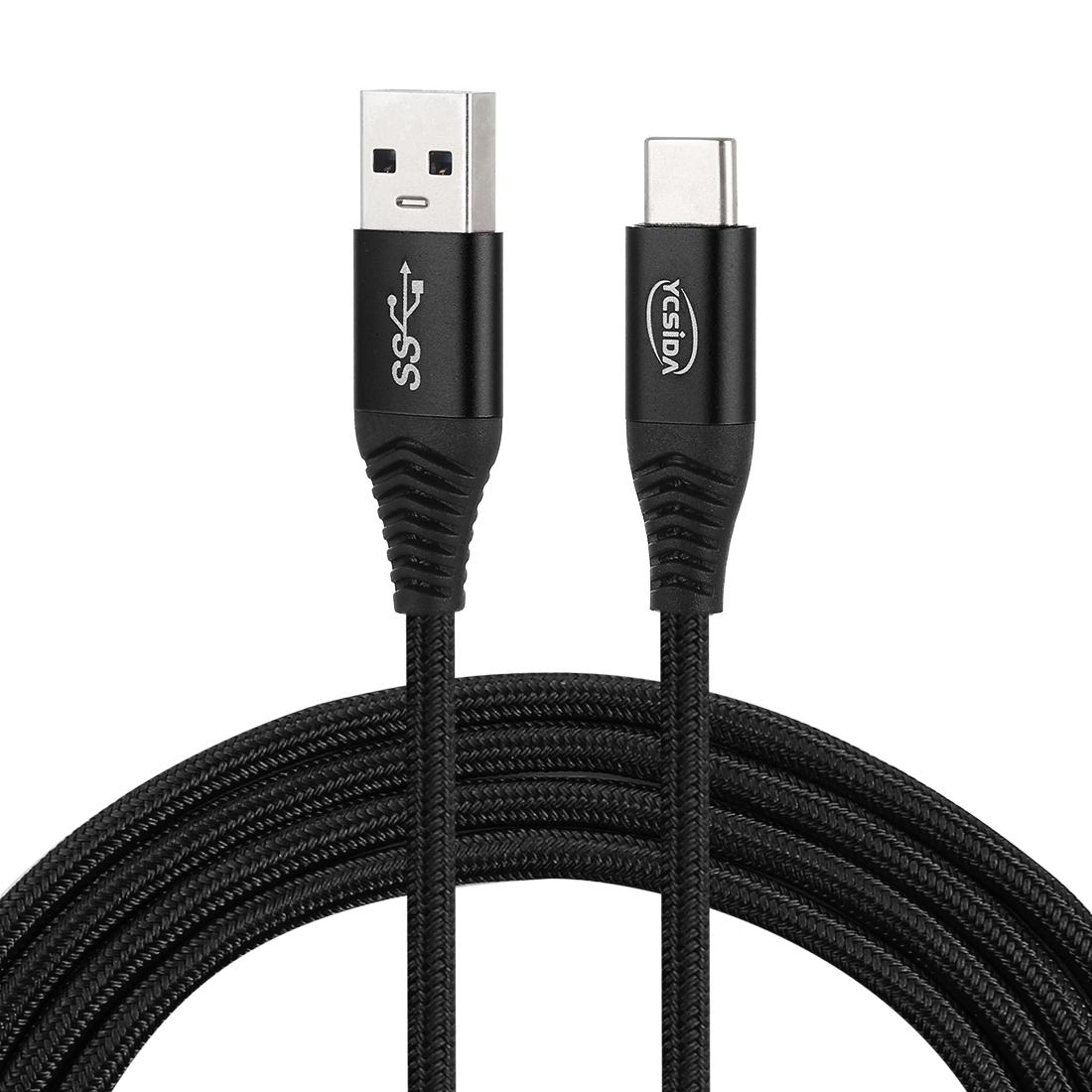 1.2m nylon braided usb-c fast charging data sync cable 110 copper wires