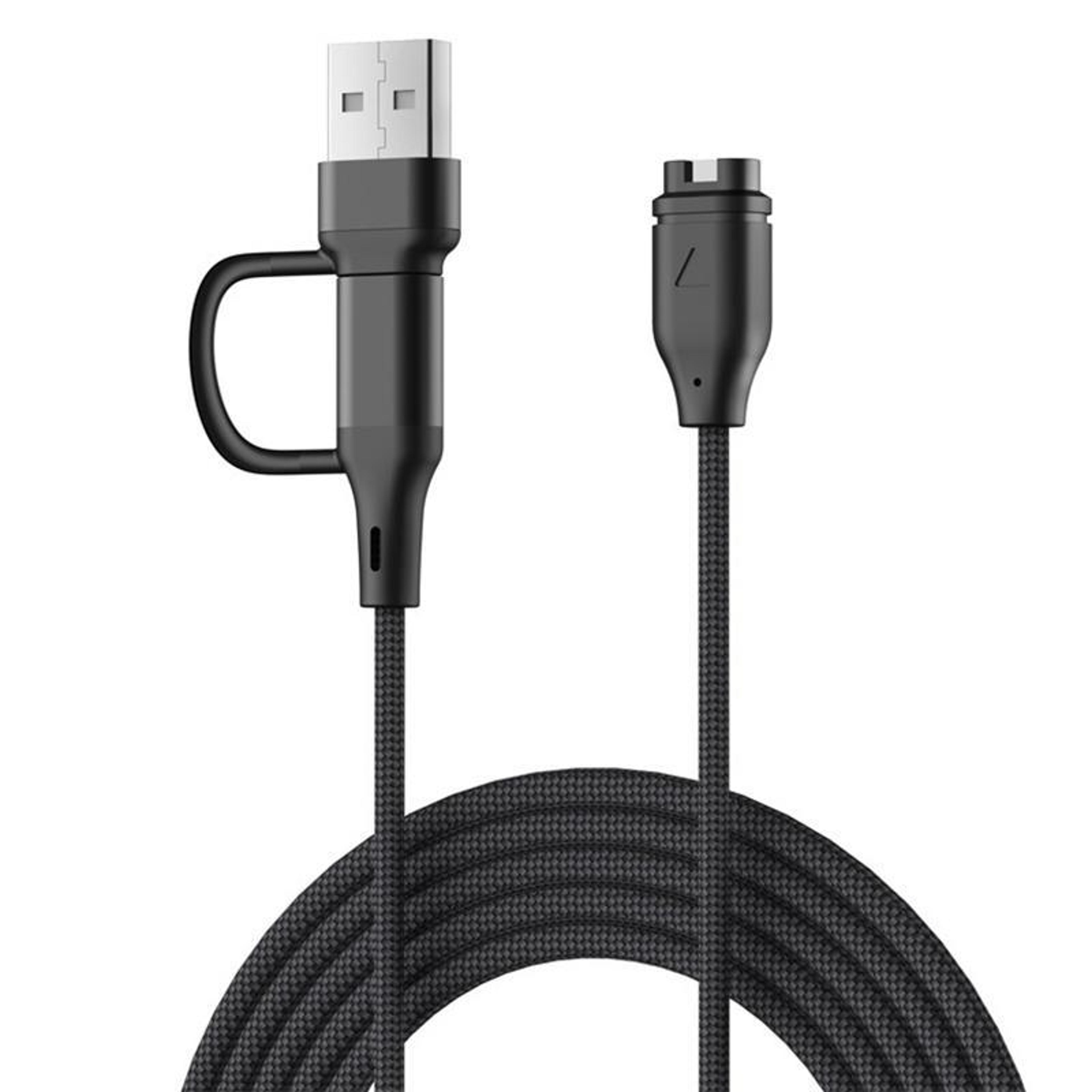 2-in-1 usb-c & usb-a fast charging cable for garmin fenix 8 7x 6s pro watch charger 1m black