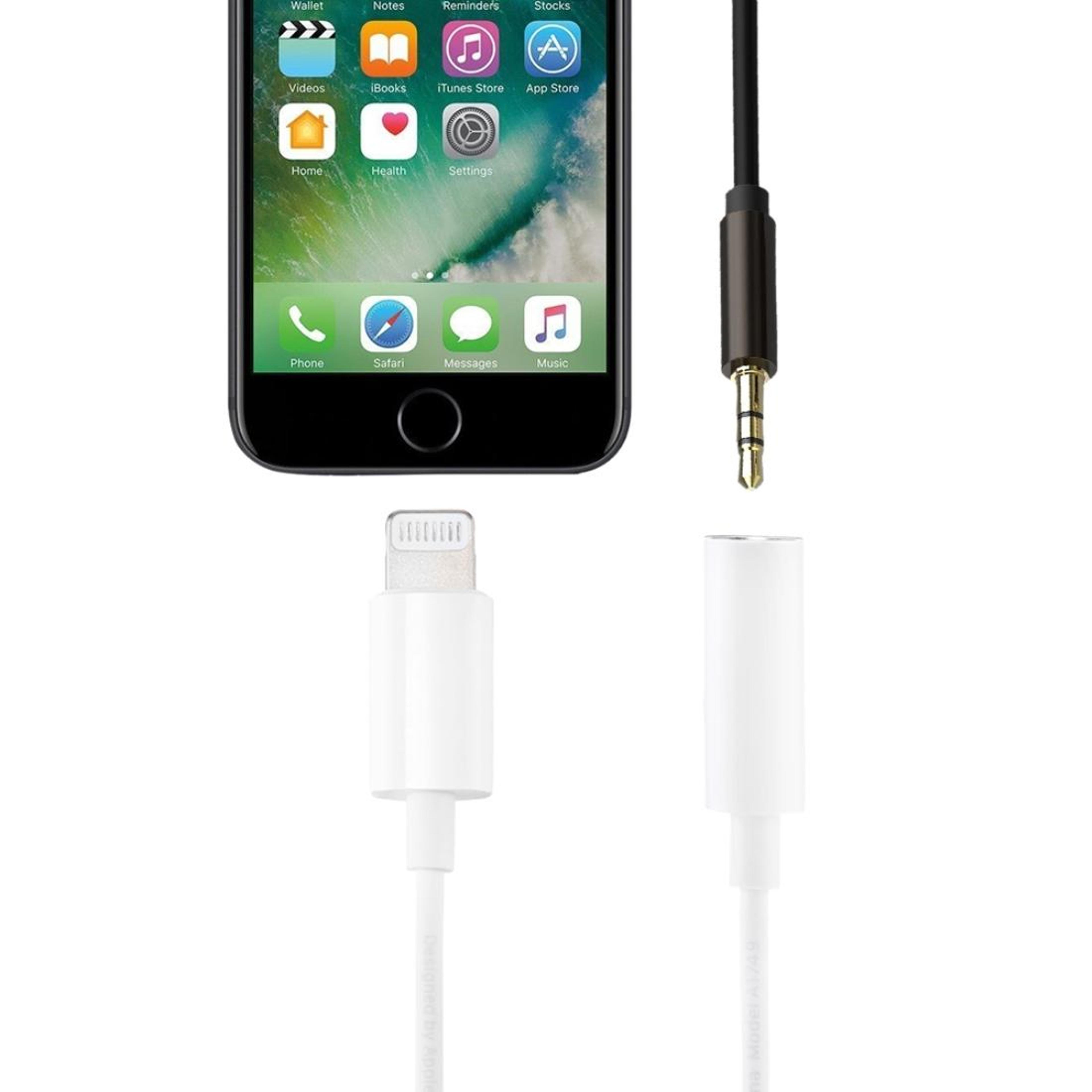 lightning to 3.5mm headphone audio adapter 8 pin iphone earphone converter cable 8cm white