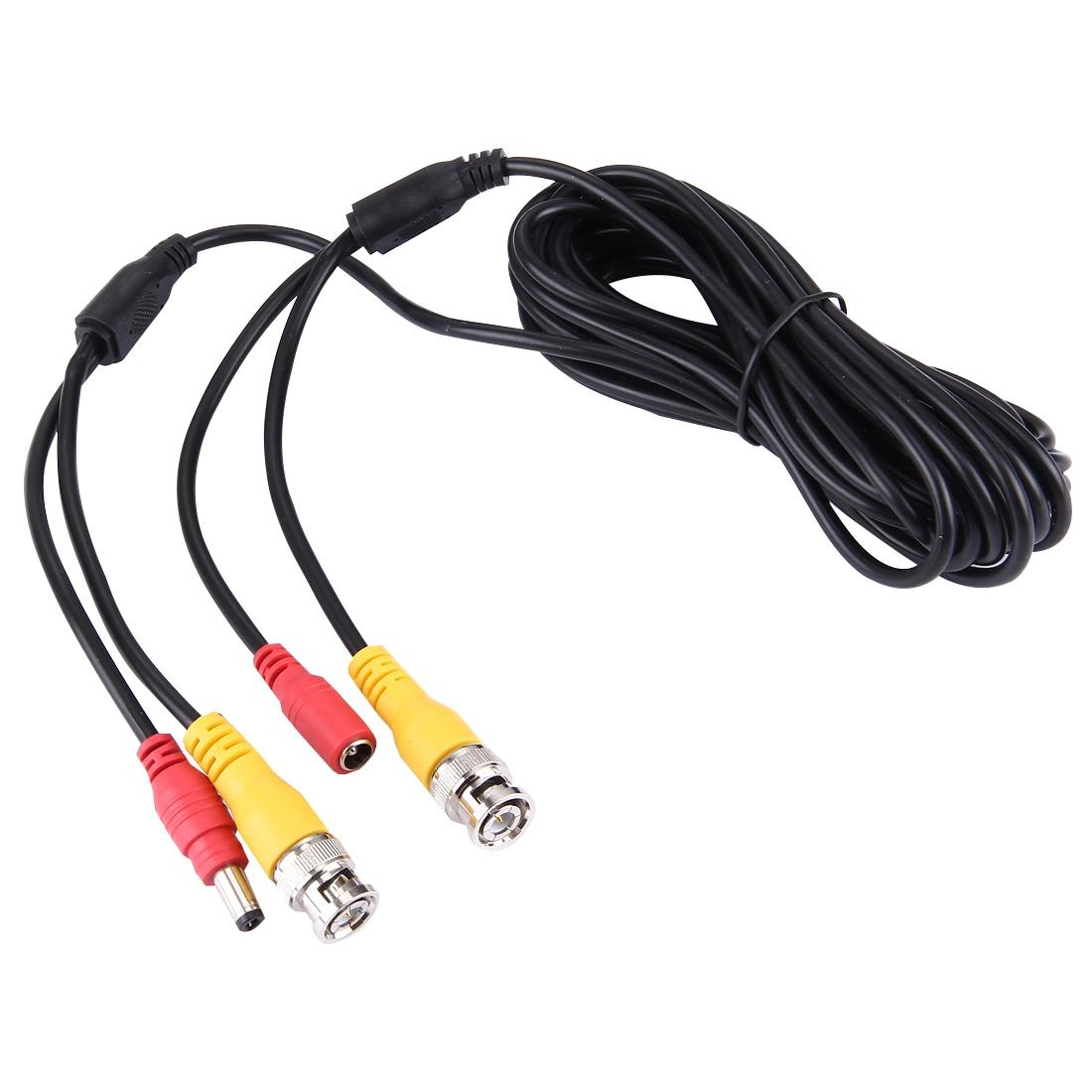 5m rg59 cctv video power cable with bnc connectors and play security camera cable