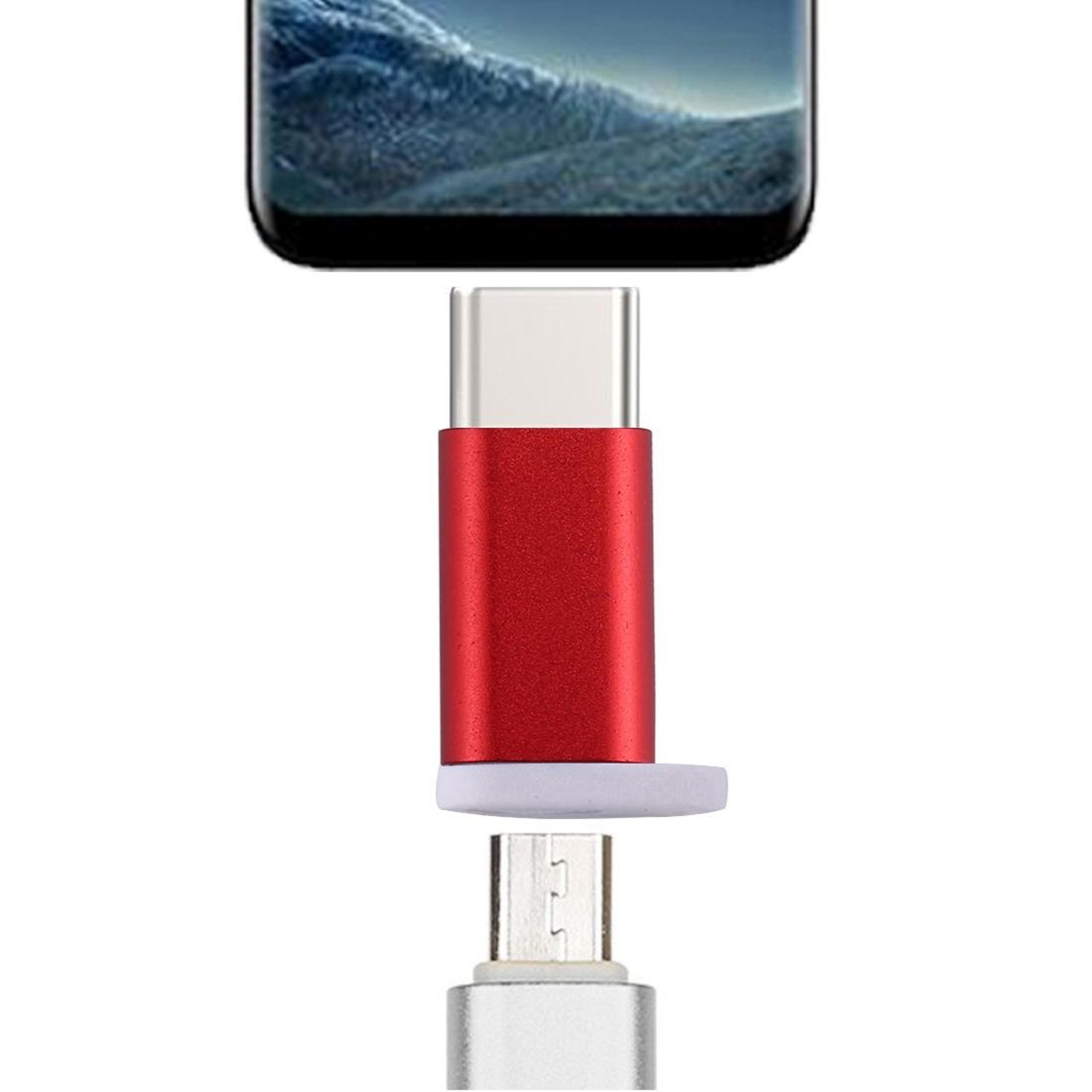 usb-c to micro usb otg converter adapter for fast charging & data transfer (red)