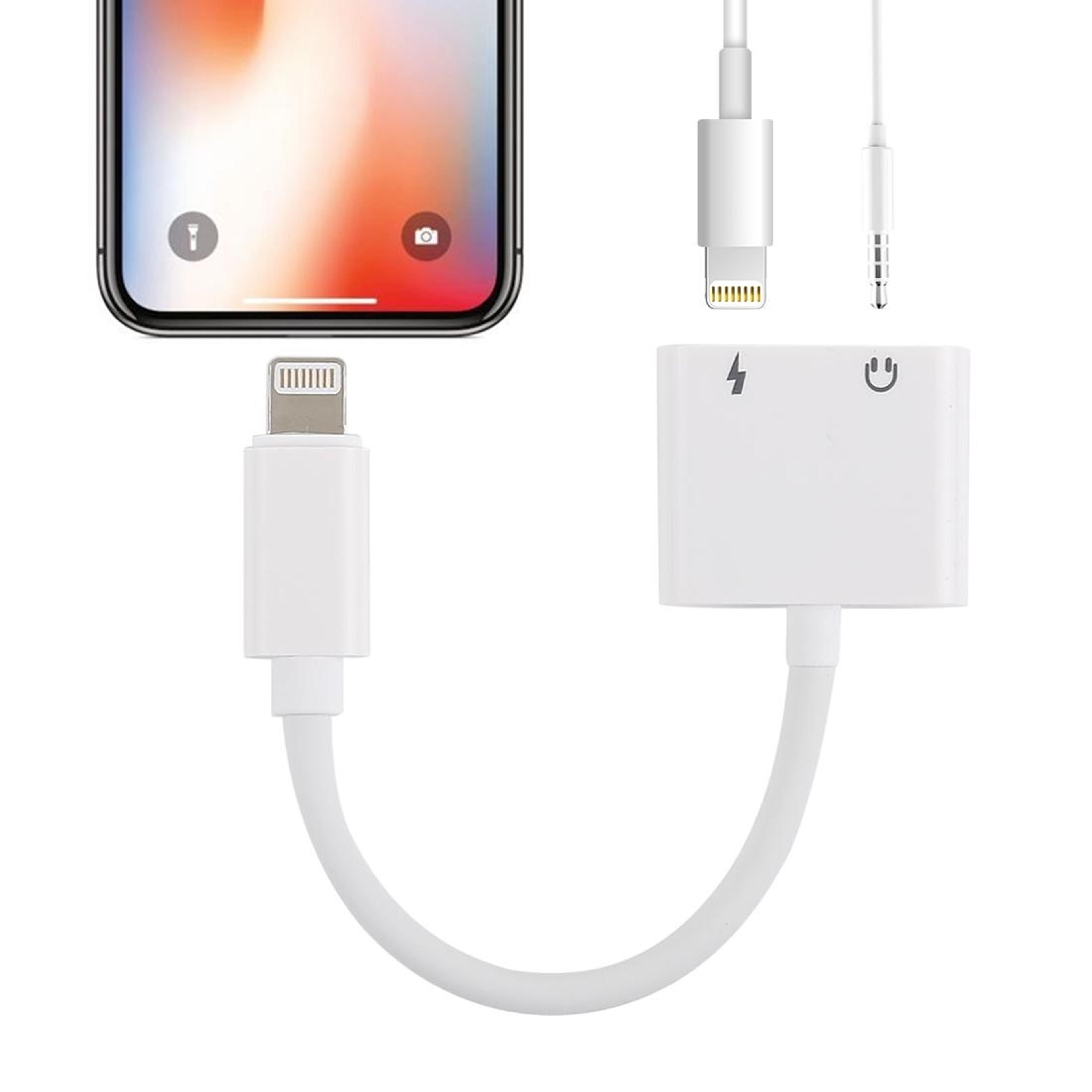 2 in 1 iphone lightning audio charging adapter 8 pin to 3.5mm splitter for music & charging