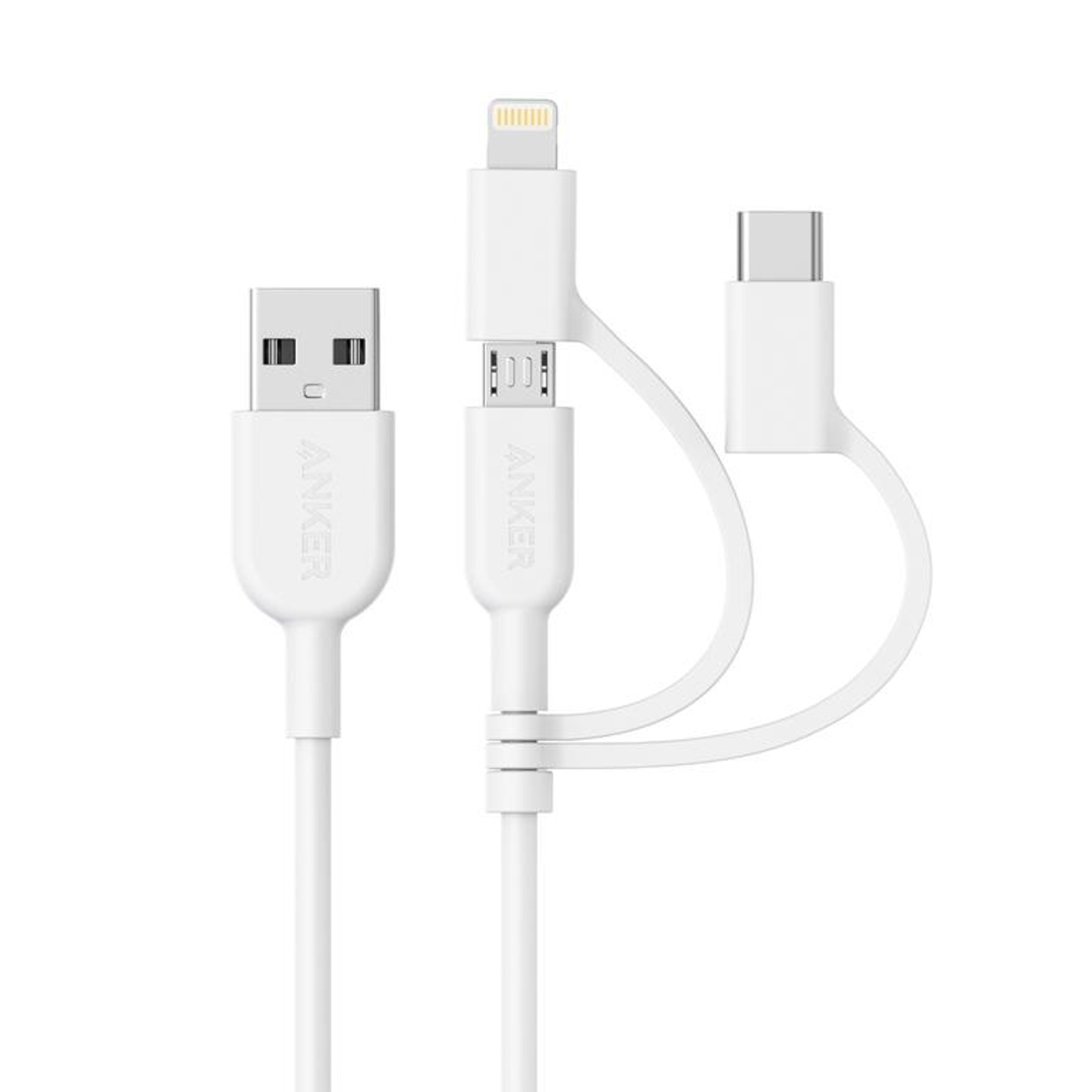 anker 3-in-1 mfi certified lightning, micro usb & usb-c fast charging cable