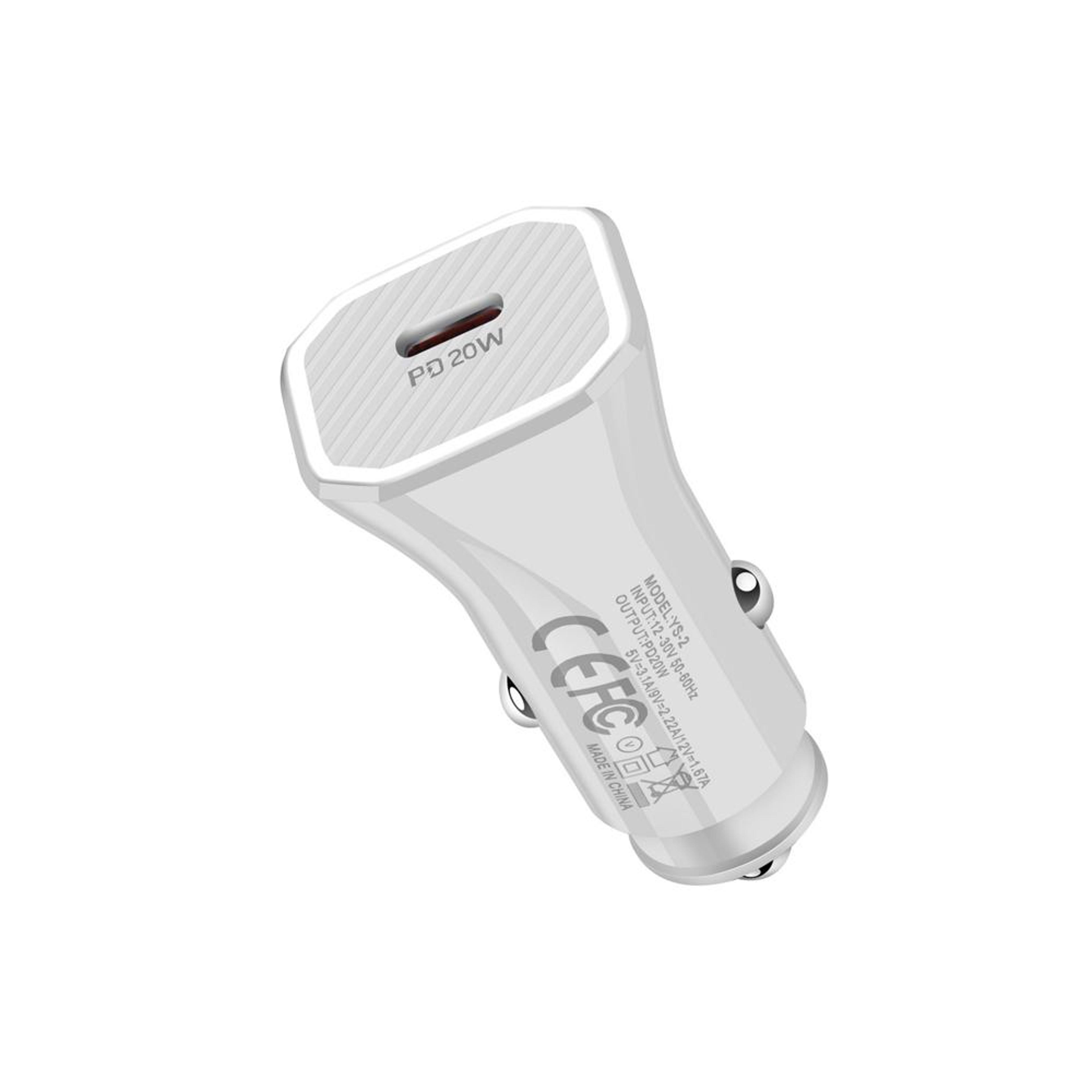 pd 20w usb-c car fast charger for iphone ipad, type-c dual port fast charging adapter