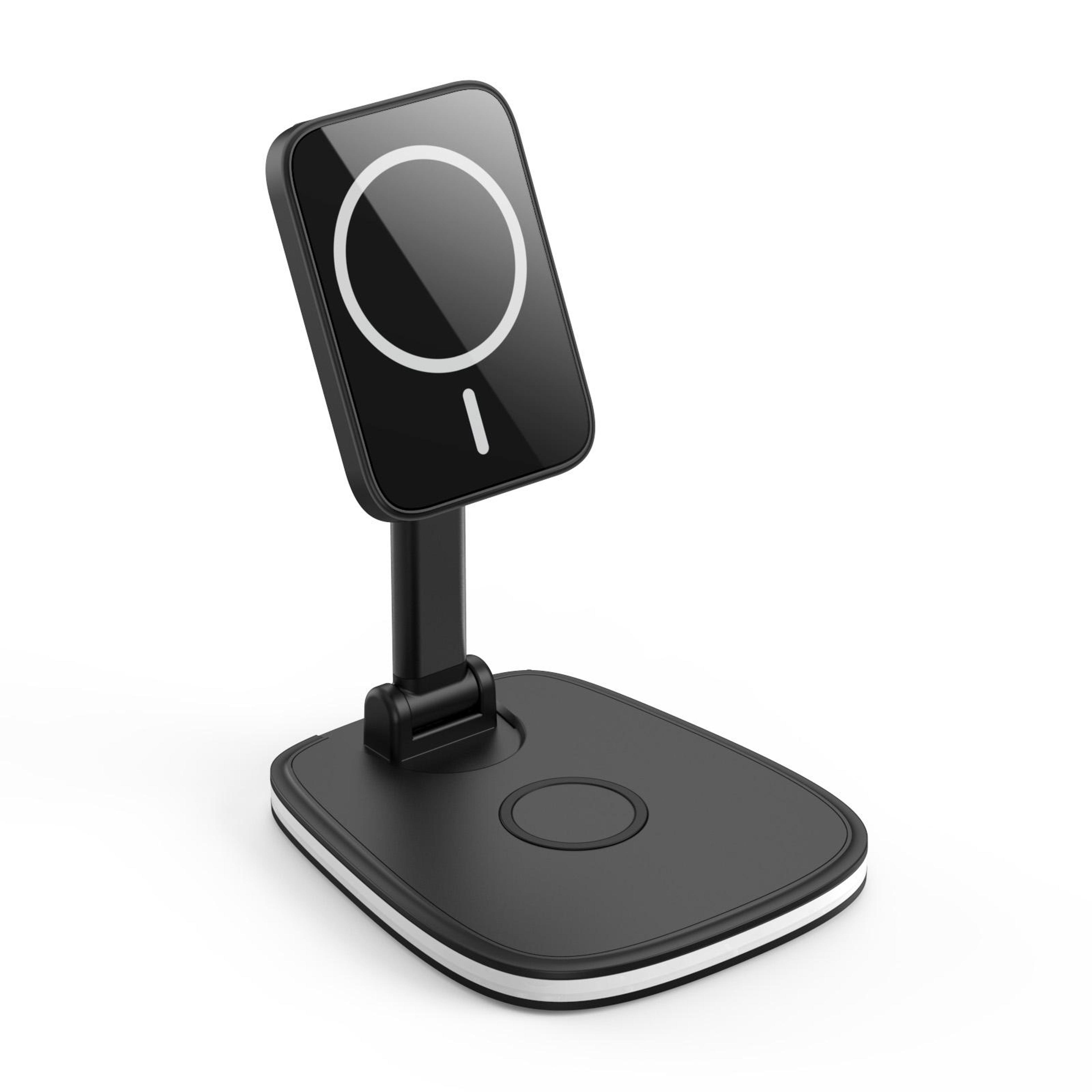 lxf-171 15w magsafe wireless charging stand foldable desktop 4-in-1 charging dock