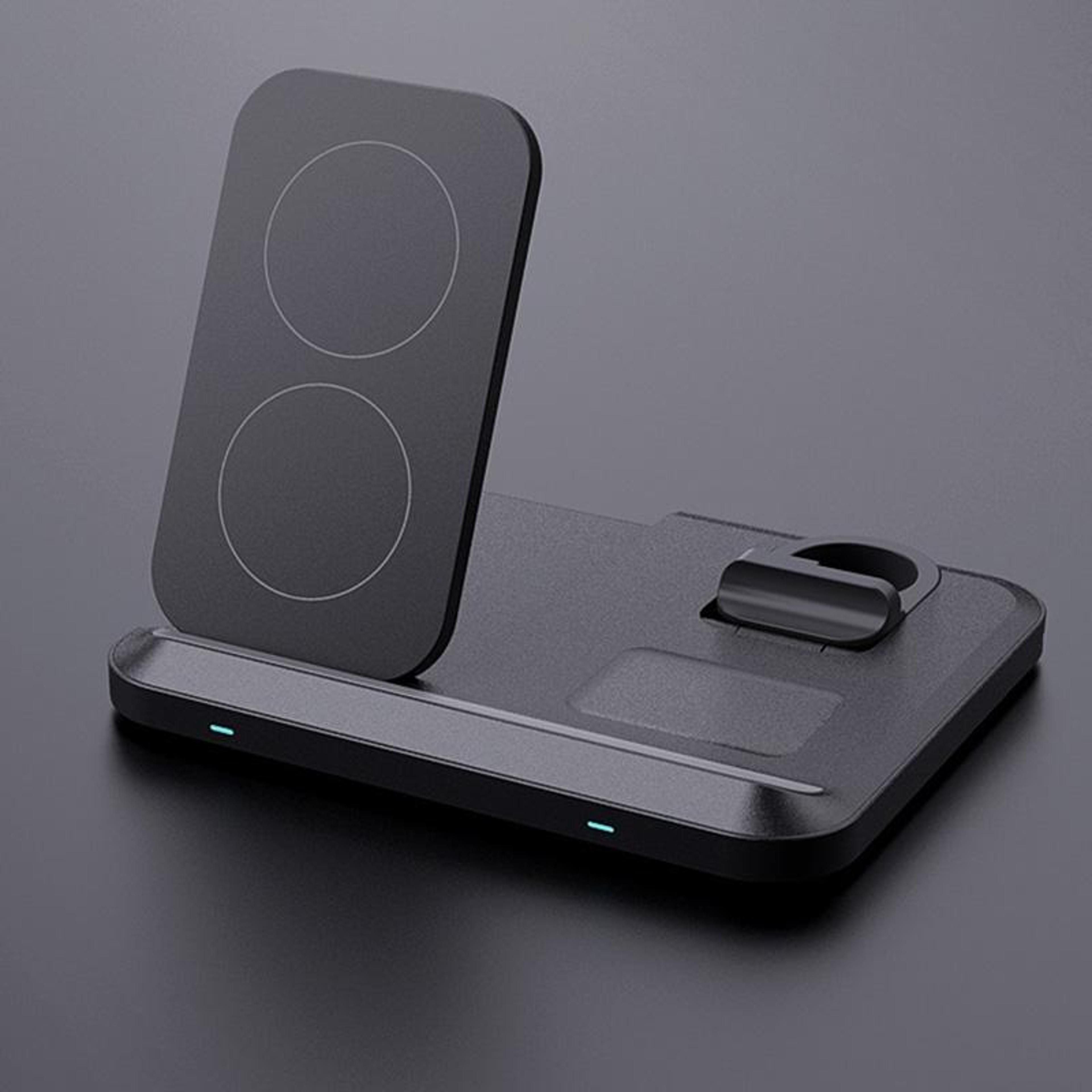dw08 3 in 1 foldable 15w wireless charging station black