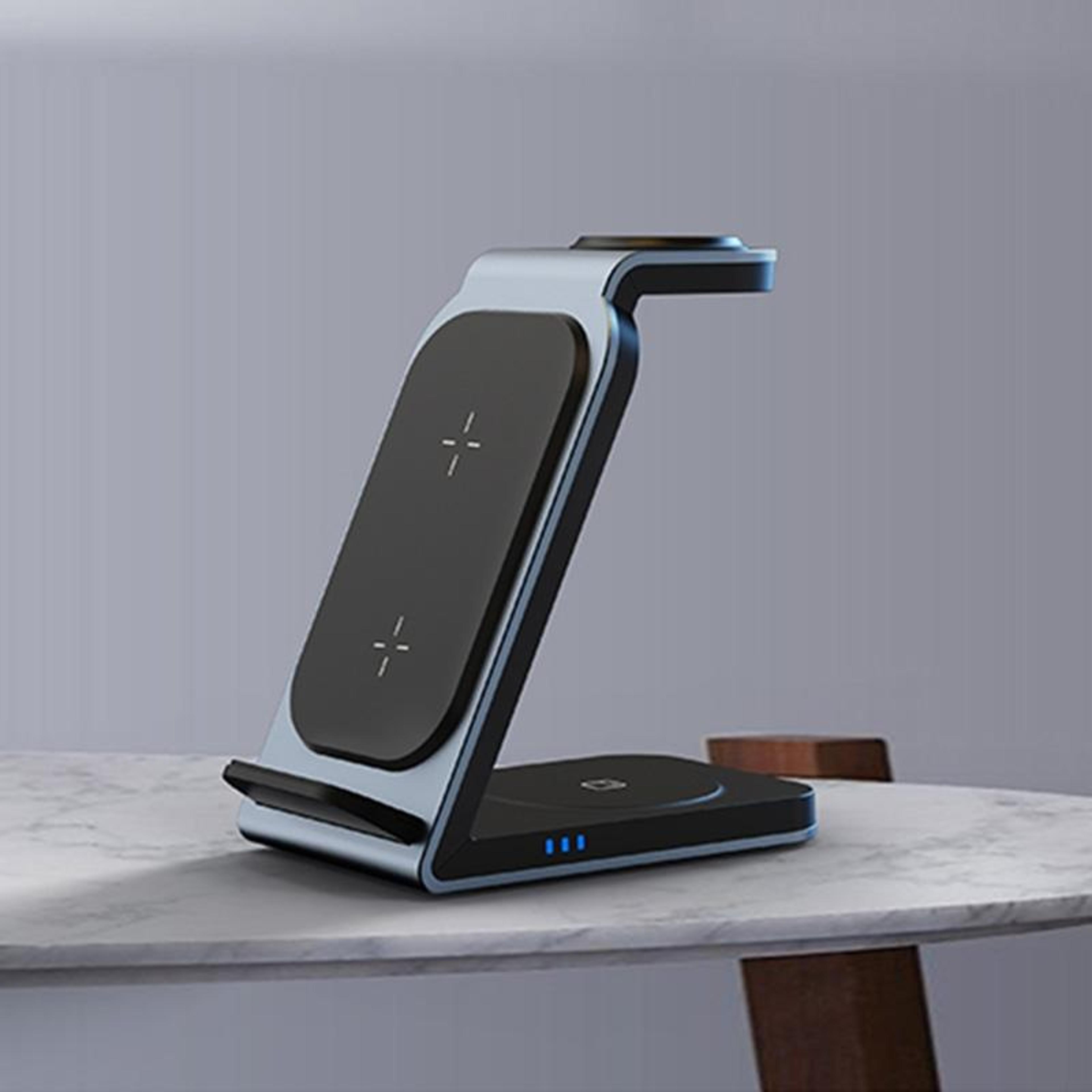 sw17 3 in 1 metal vertical wireless charging station apple watch charger fast charging dock for phone airpods