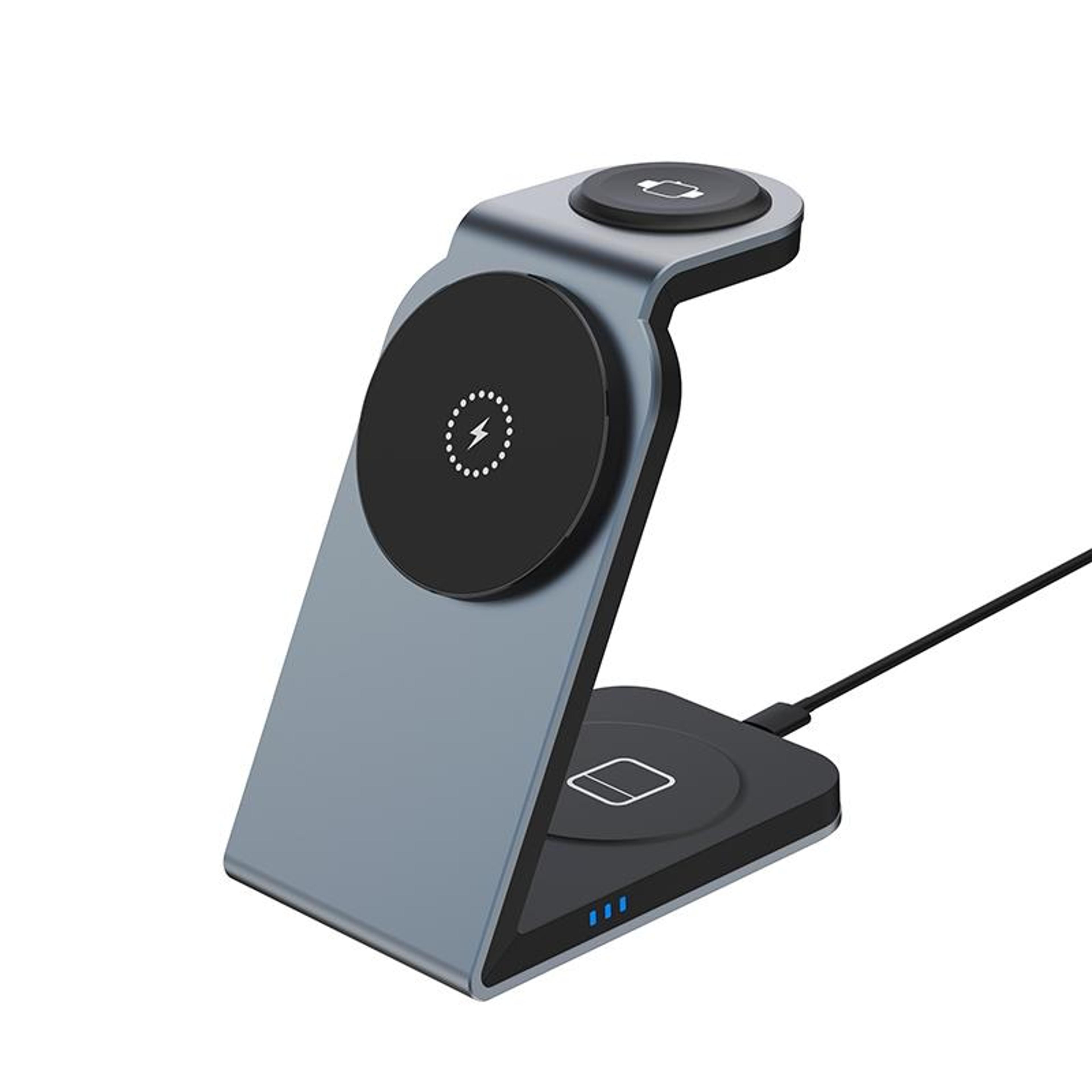 sw18 3-in-1 magnetic wireless charging station for iphone, airpods & apple watch