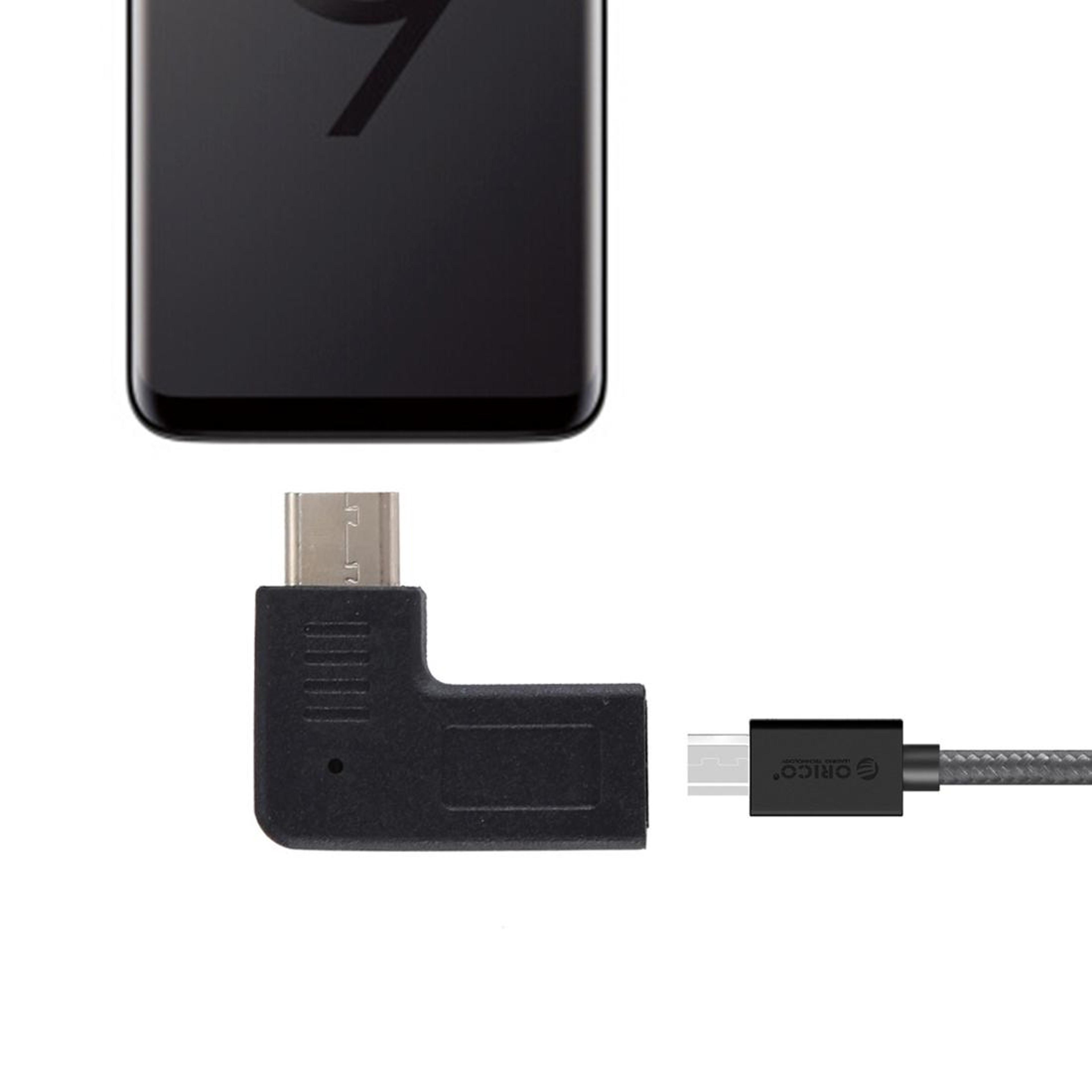 micro usb to usb-c elbow adapter converter otg charging & audio connector