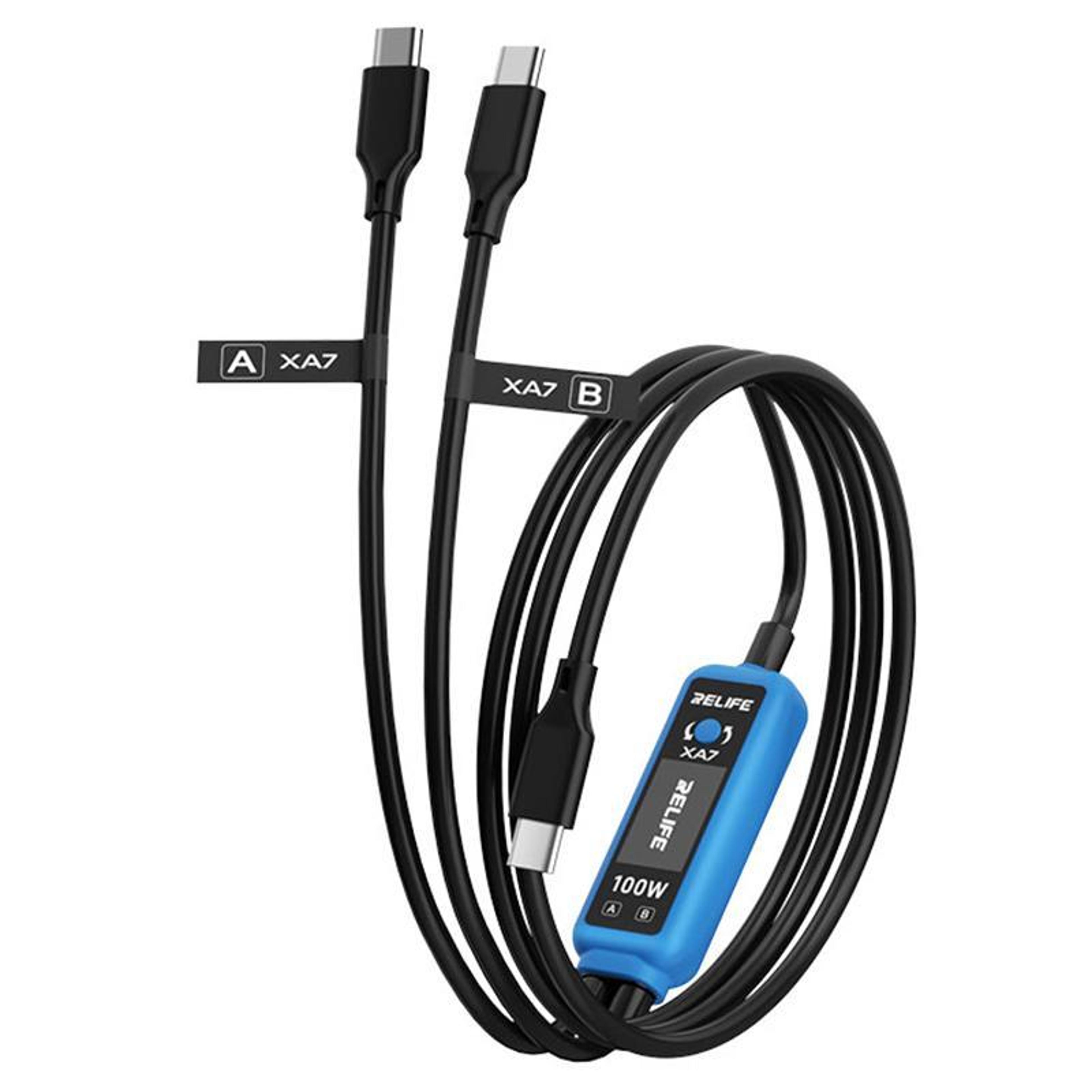 xa7 100w fast charging cable 1 to 2 with digital display for iphone android type c