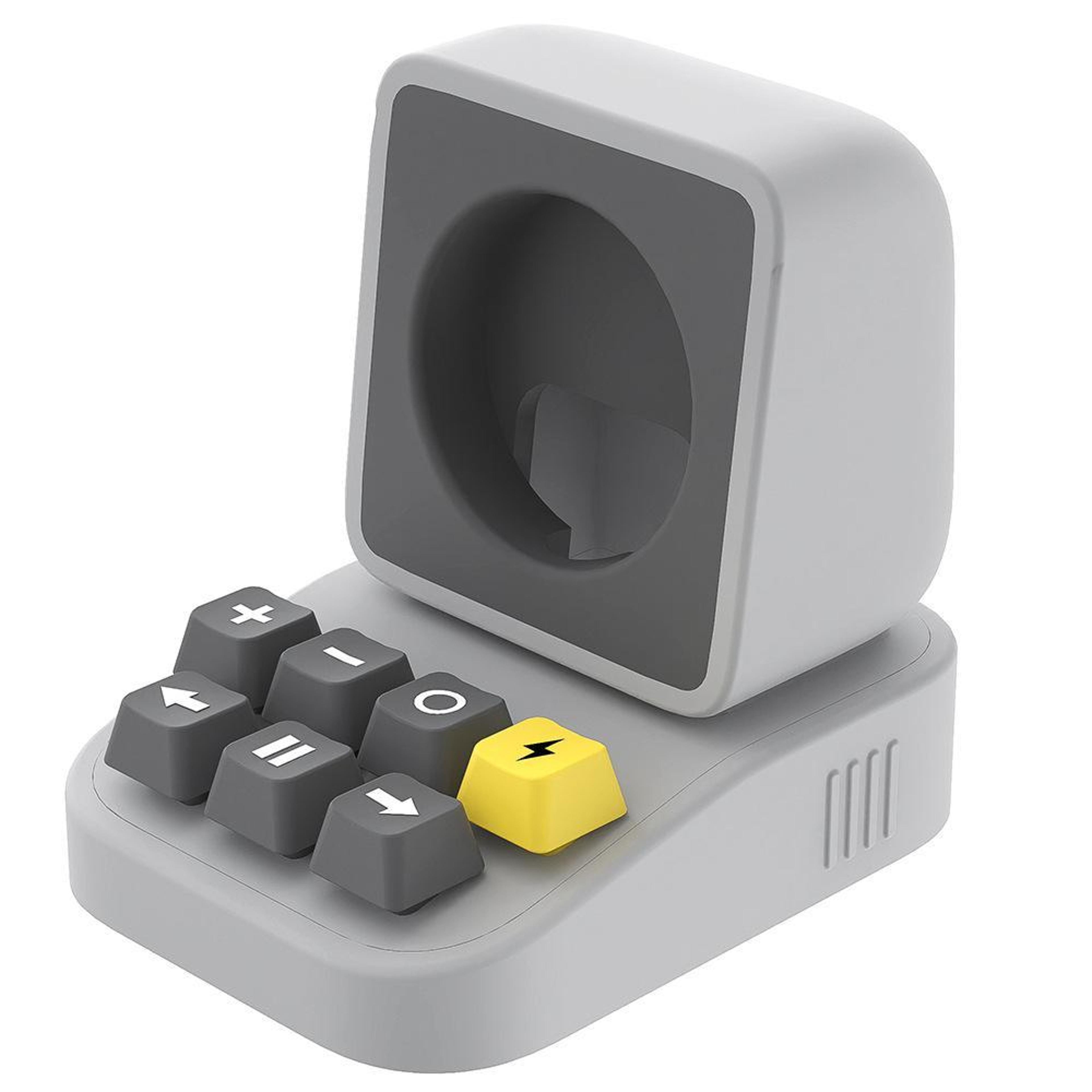 typewriter style apple watch charging stand, silicone dock, wireless charging holder for desk setup