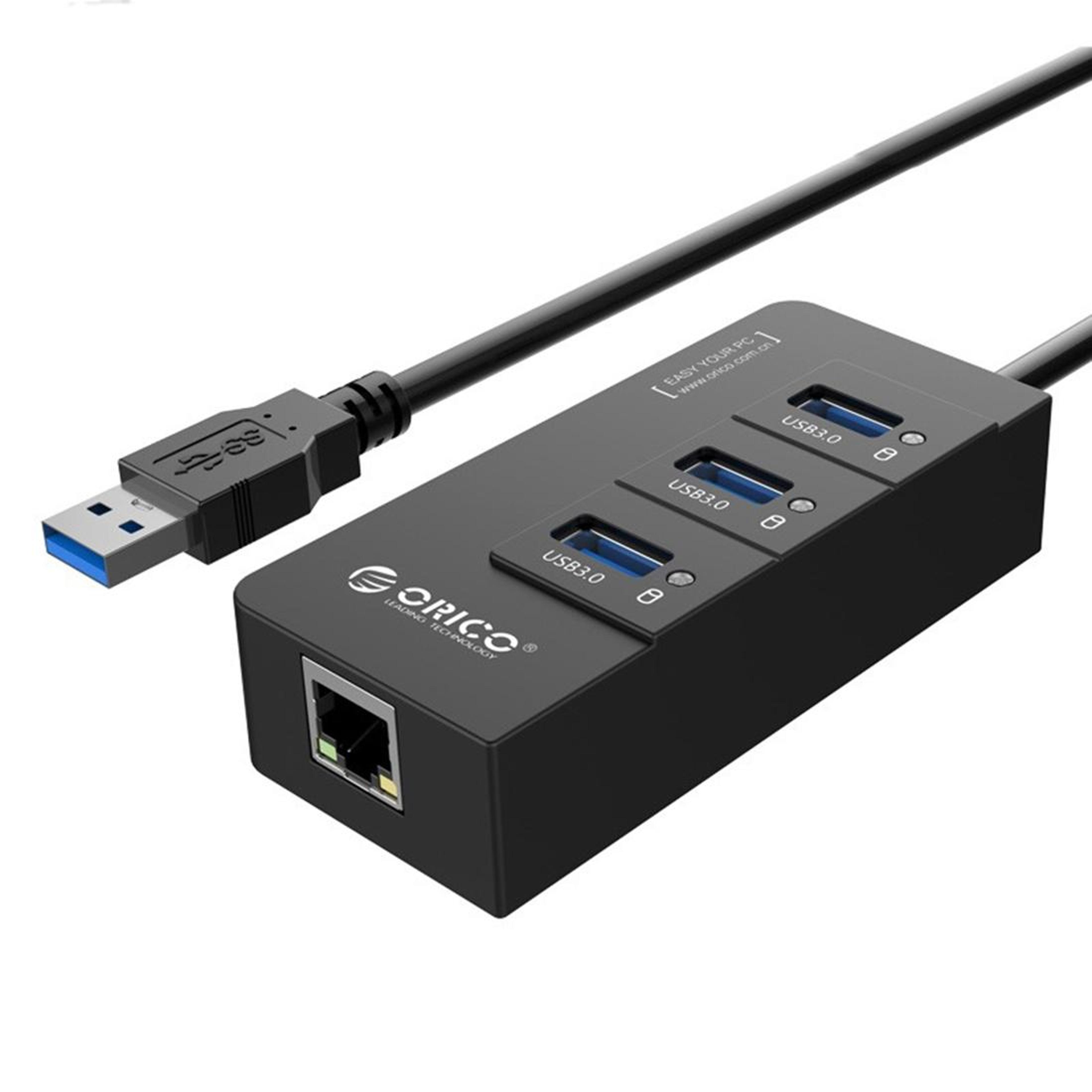 3-port usb 3.0 hub with gigabit ethernet adapter, usb to ethernet rj45 network for laptop desktop ultrabook