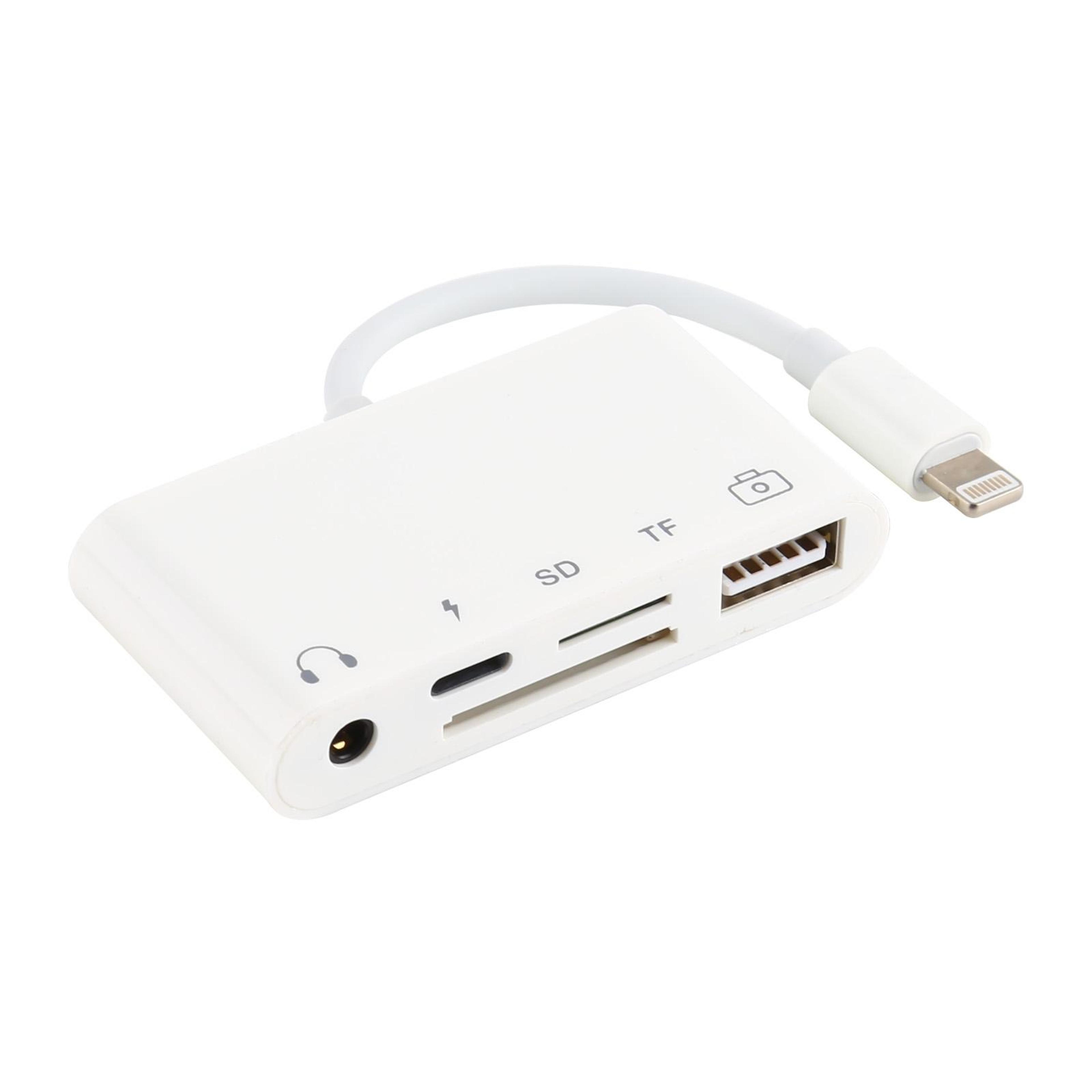 5 in 1 lightning otg adapter for iphone usb hub sd card reader audio charging