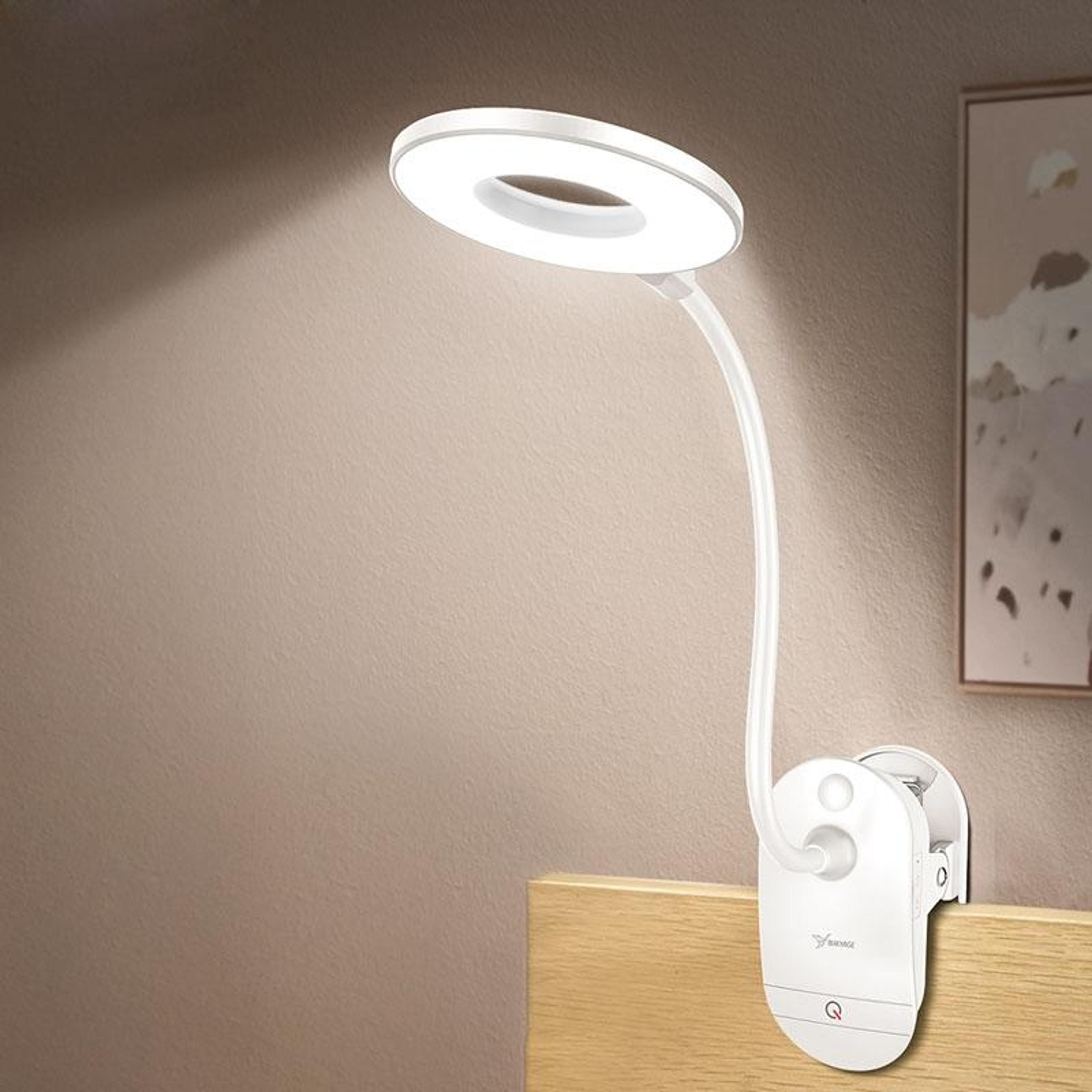 usb rechargeable clip desk lamp with 3-level dimming and eye protection led light