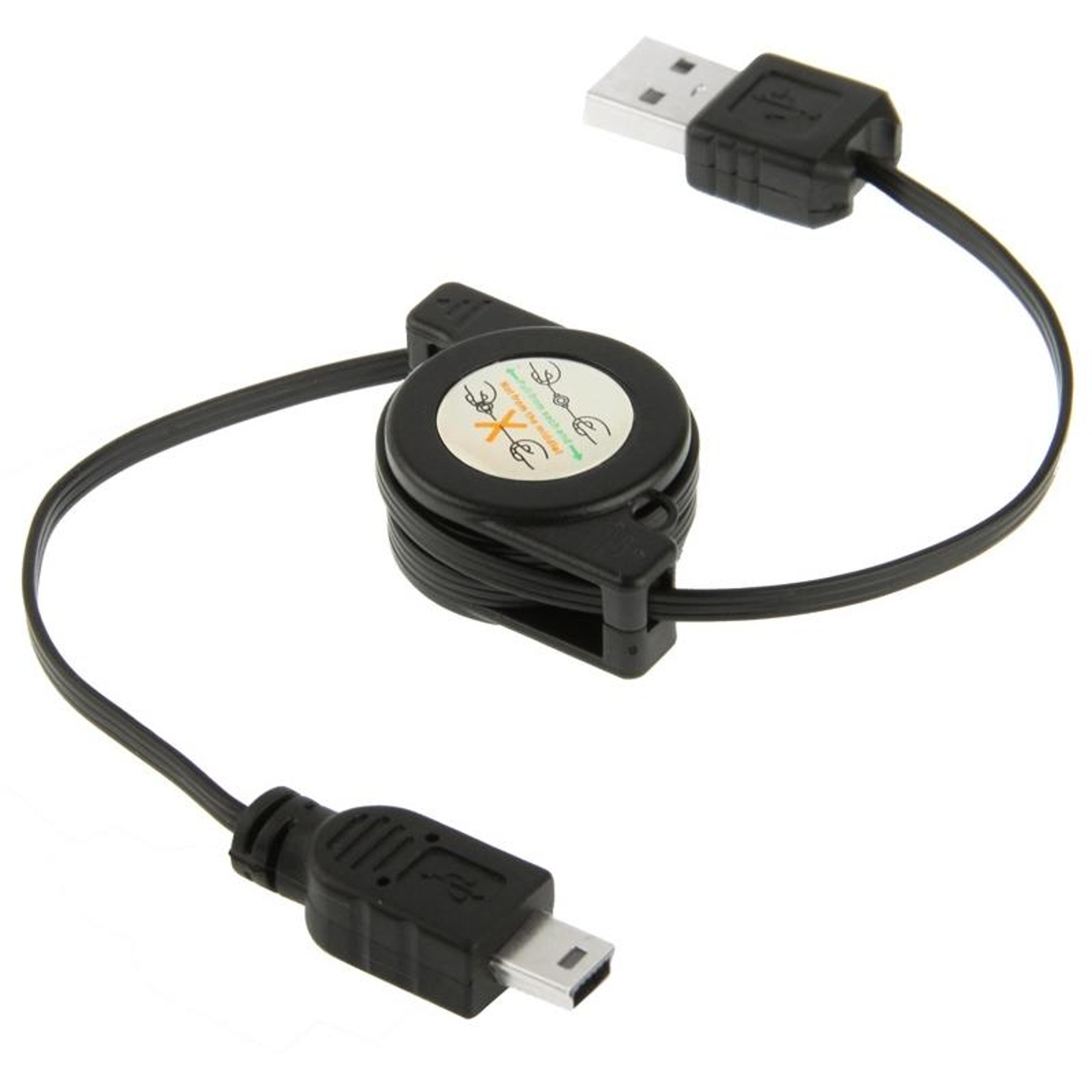 retractable mini usb 2.0 charging & data sync cable for motorola v3, mp3 players, gps and cameras