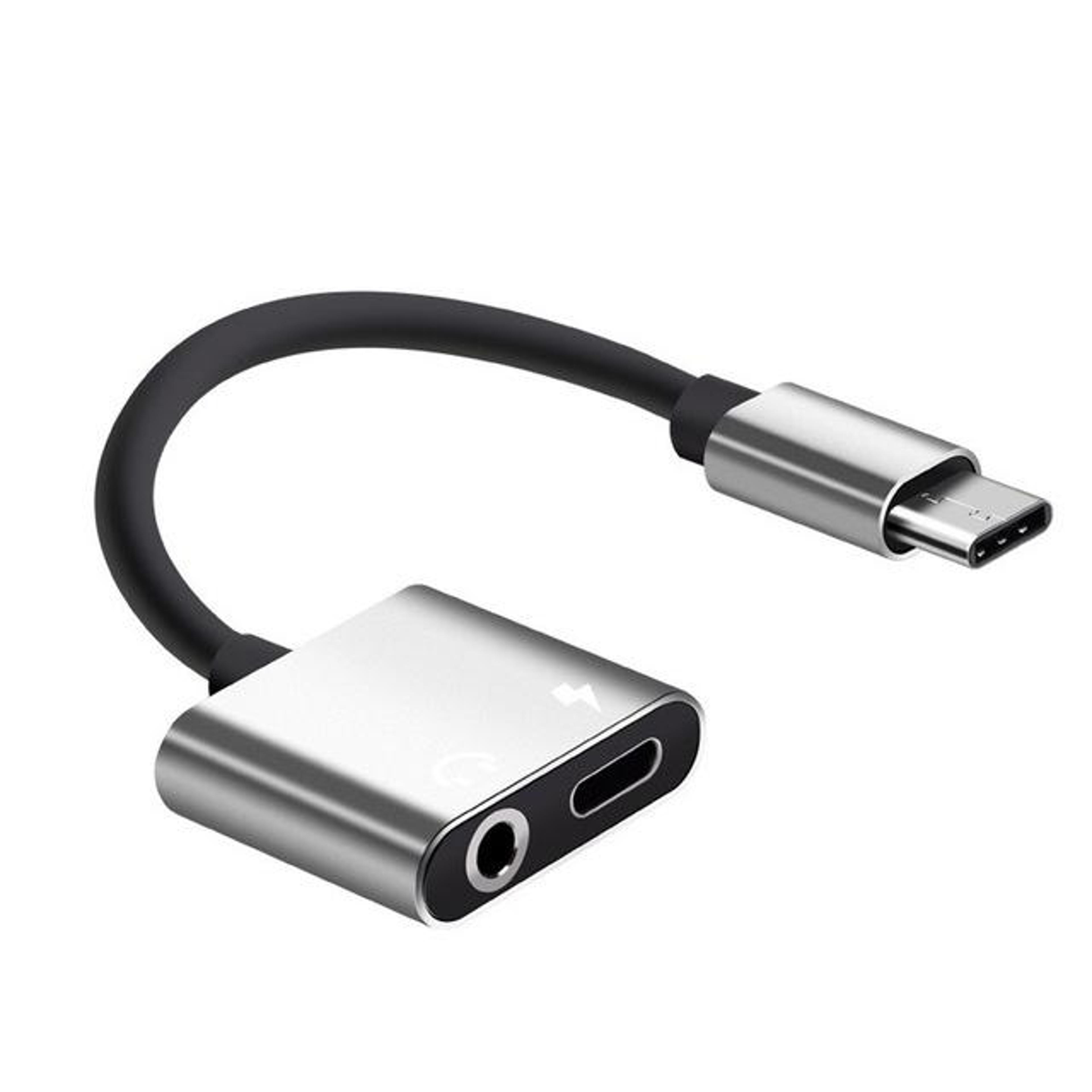 2-in-1 usb-c to 3.5mm audio adapter with fast charging and call support