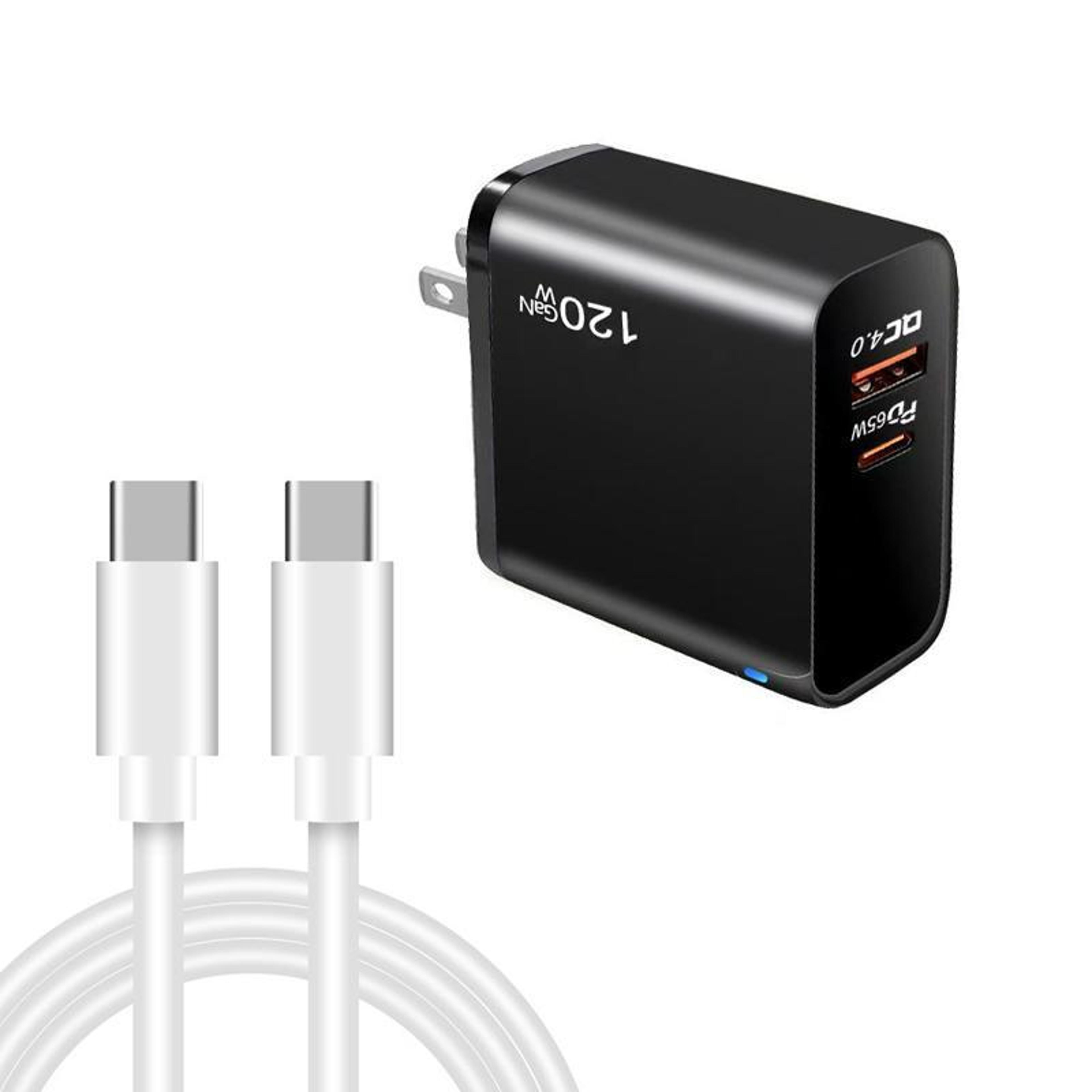 te-pd65 gan 65w pd usb-c fast charger with qc4.0 & type-c to type-c cable for laptops and phones