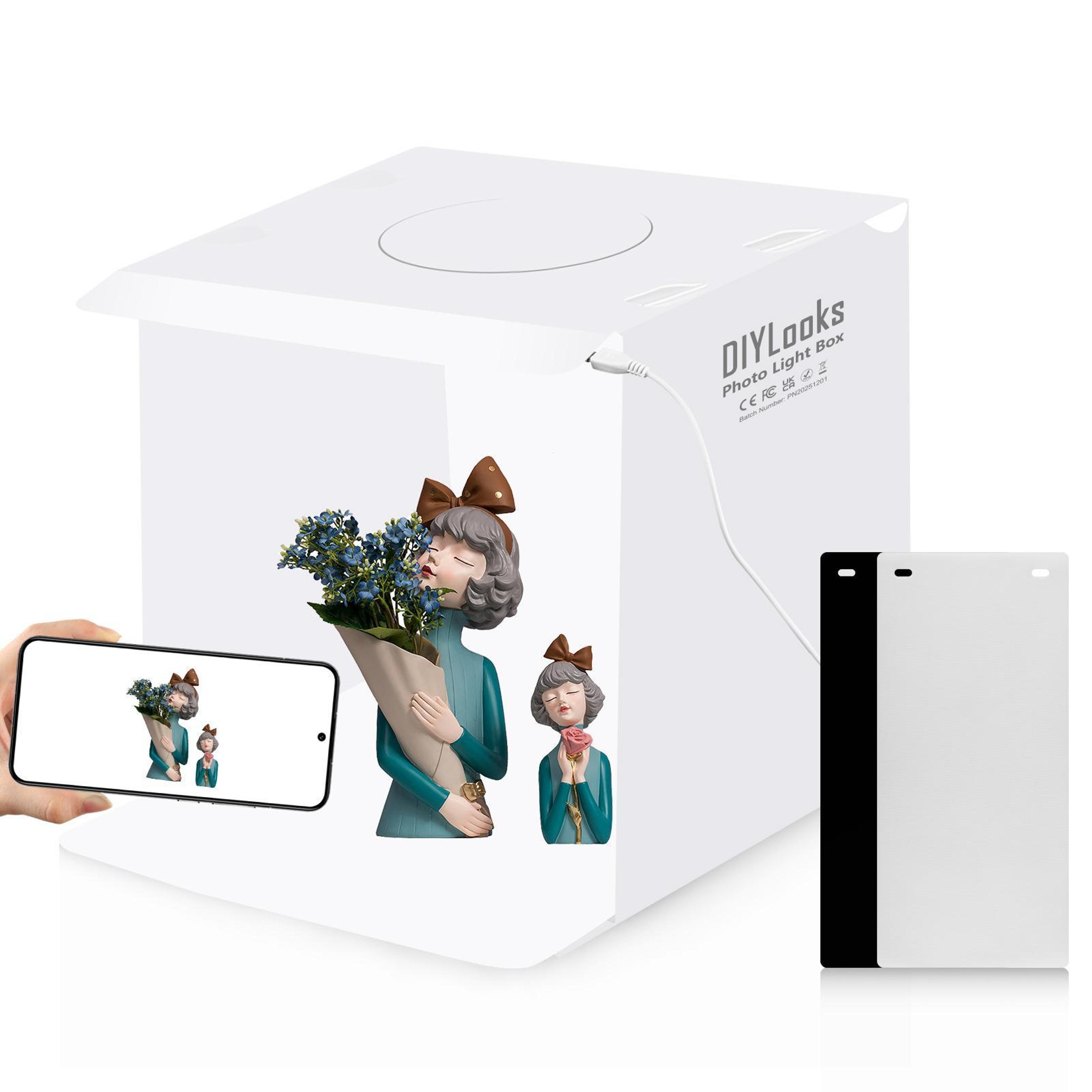 portable led photo light box studio kit 20cm foldable with backdrops for product photography