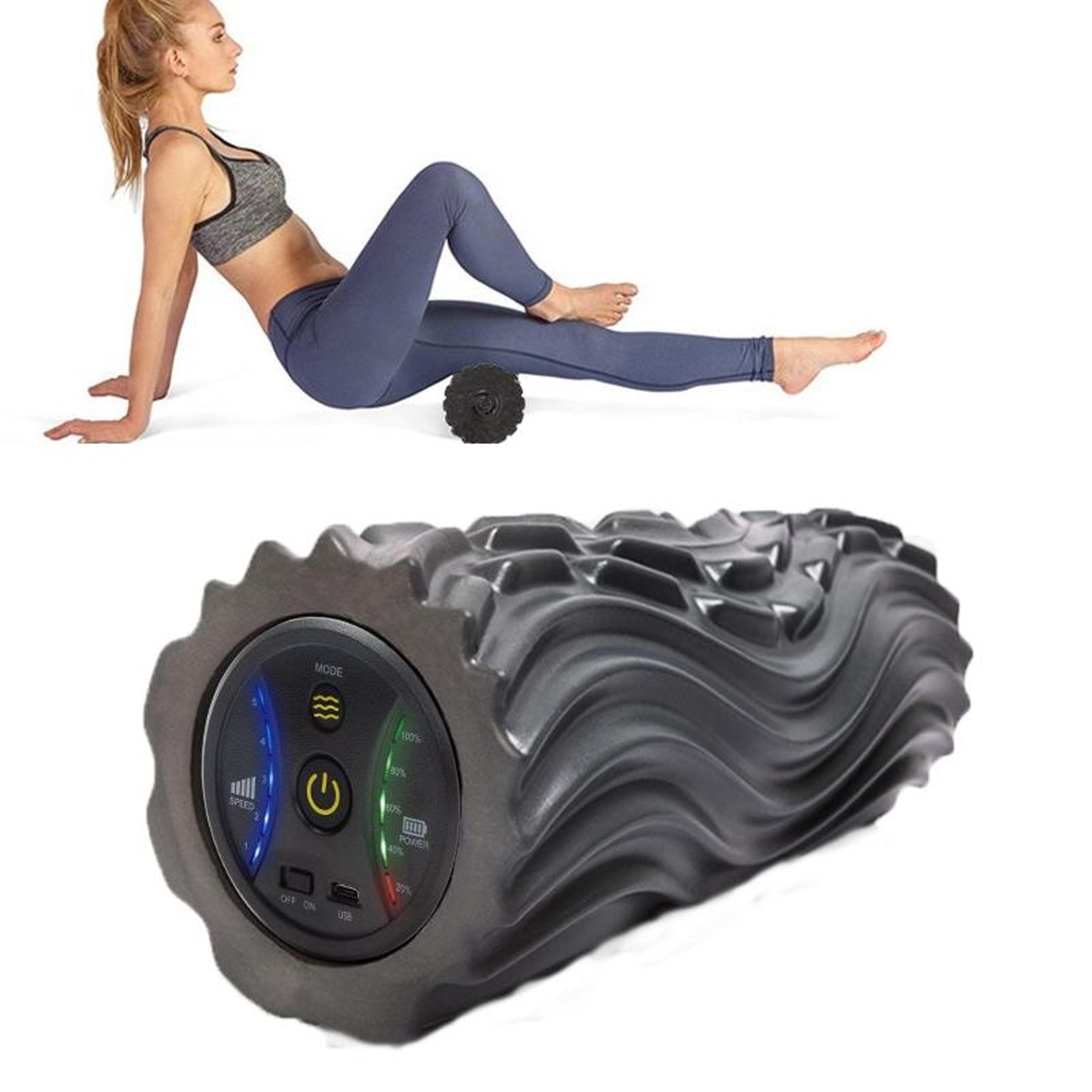 three-zone vibration foam roller electric muscle recovery massage roller usb rechargeable 5-speed