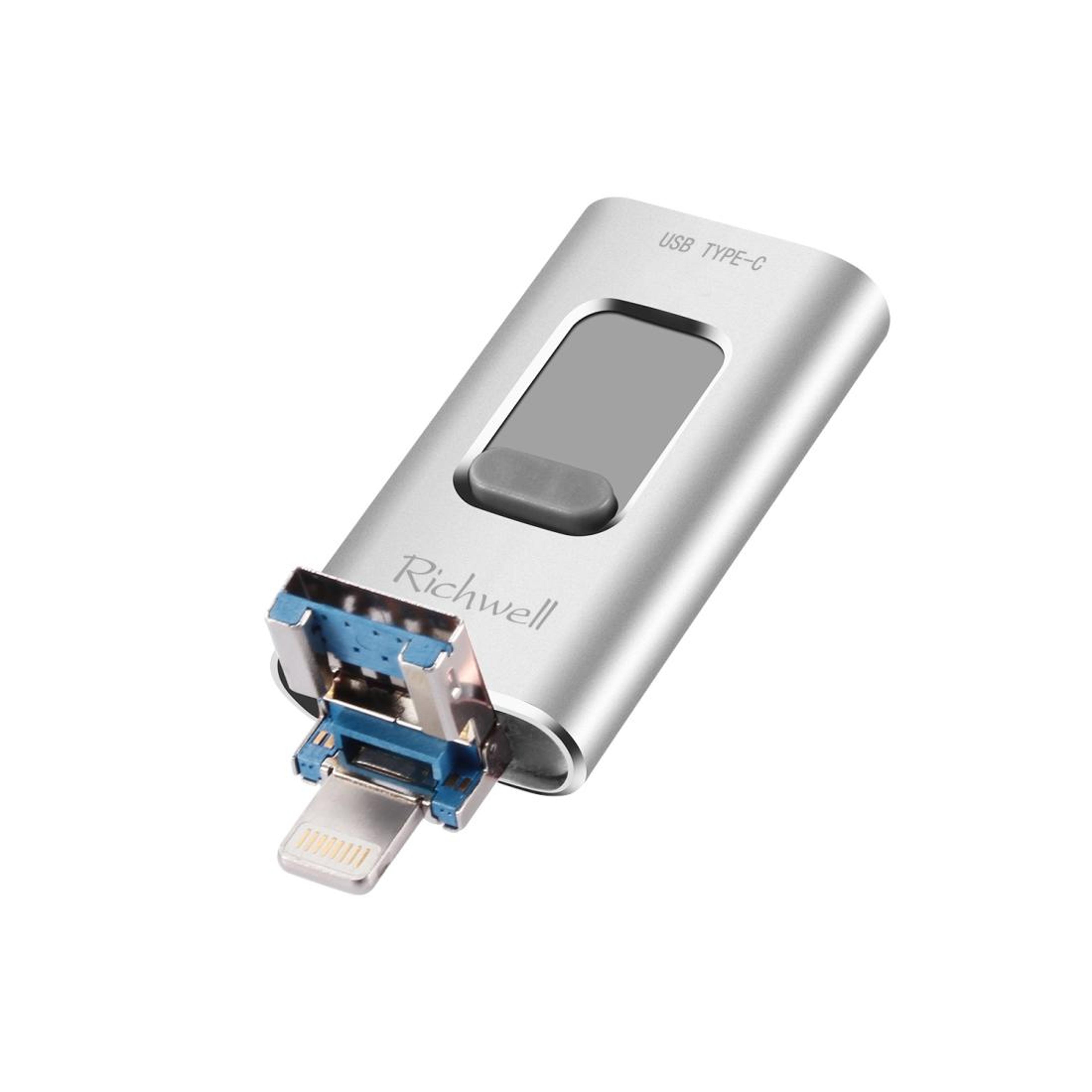 richwell 3 in 1 otg usb drive type c lightning usb 3.0 16gb metal flash drive