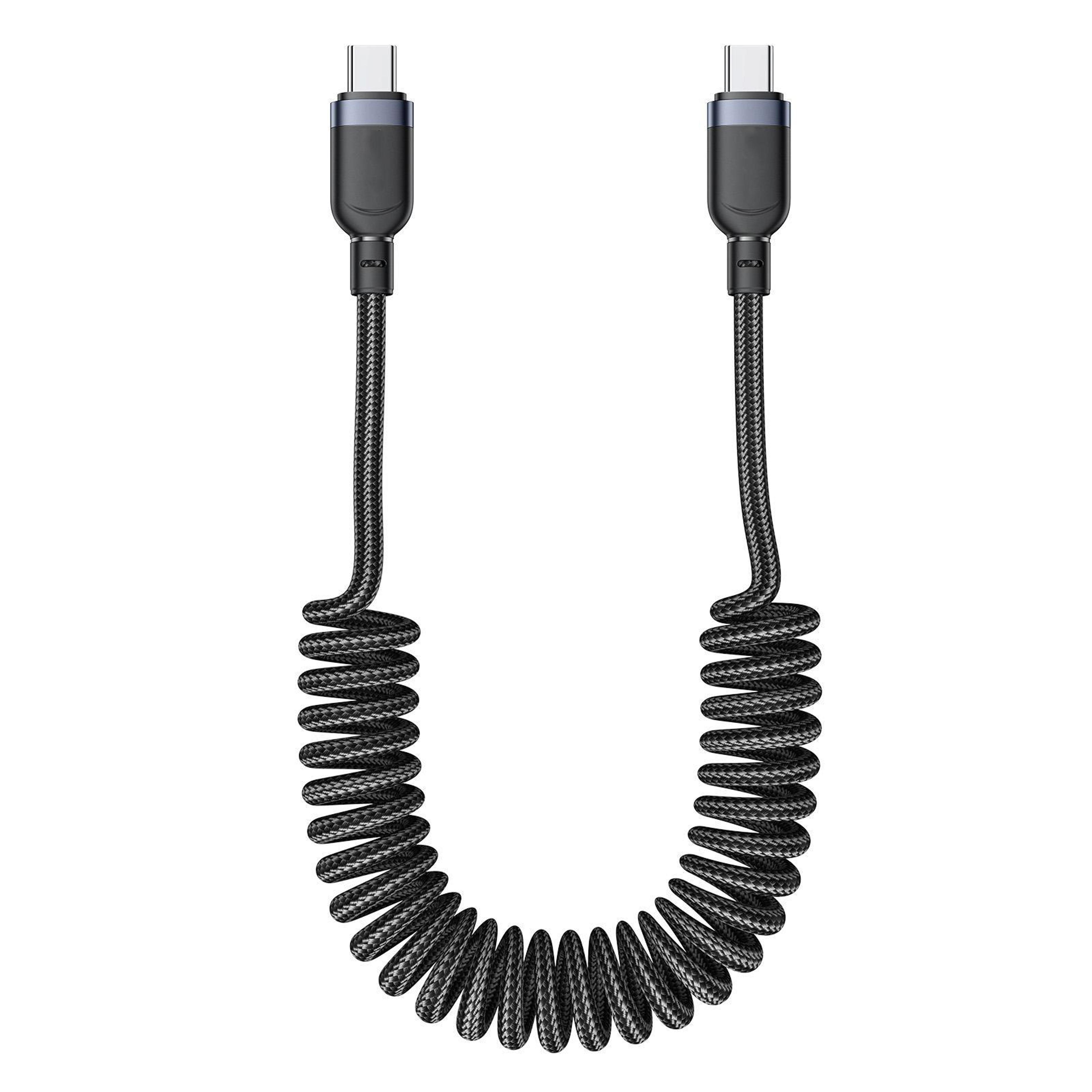 ca205 usb-c to usb-c spring charging cable 1.5m fast charge data cable with tangle-free design