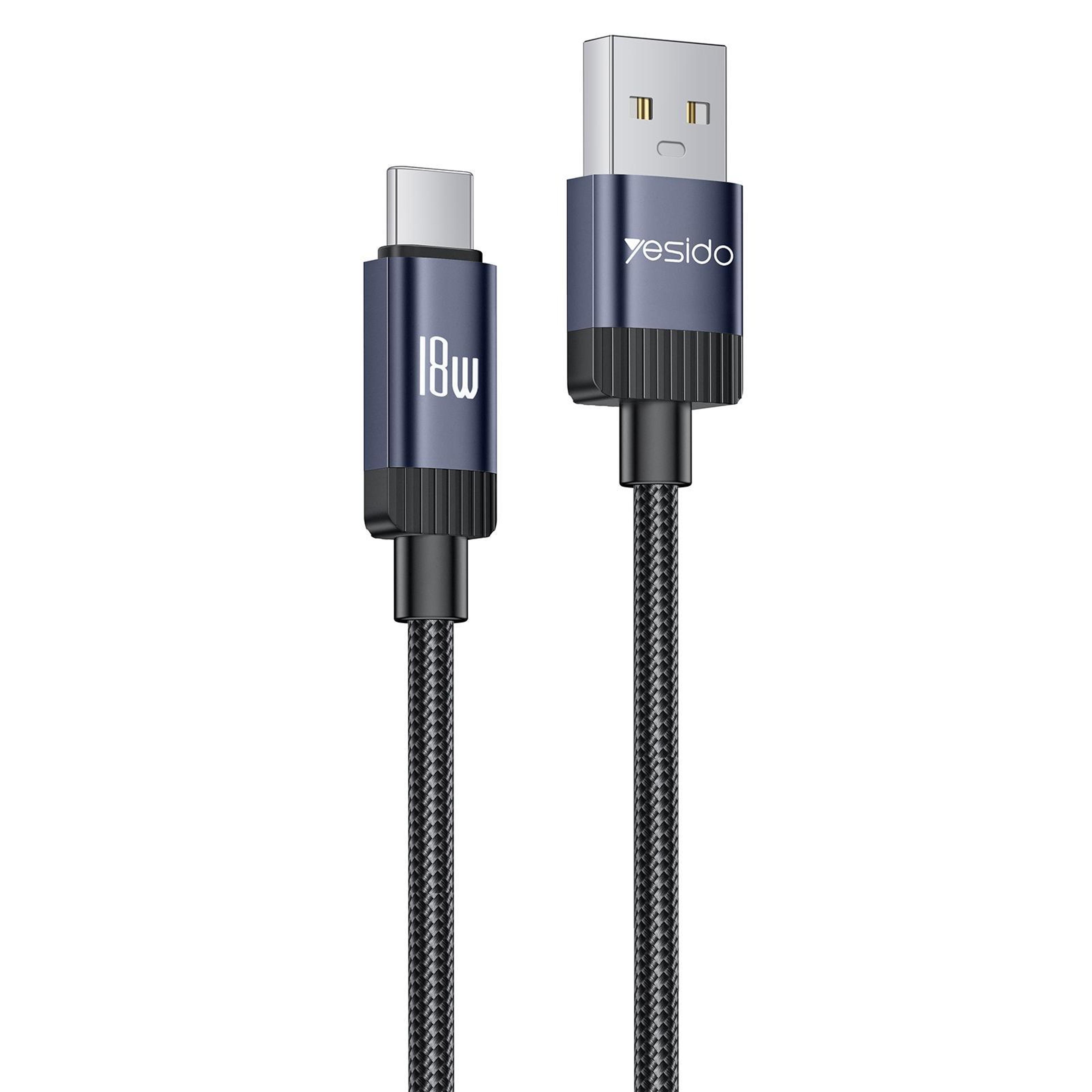 ca204c 18w usb to usb-c braided charging & data cable 1m gun grey