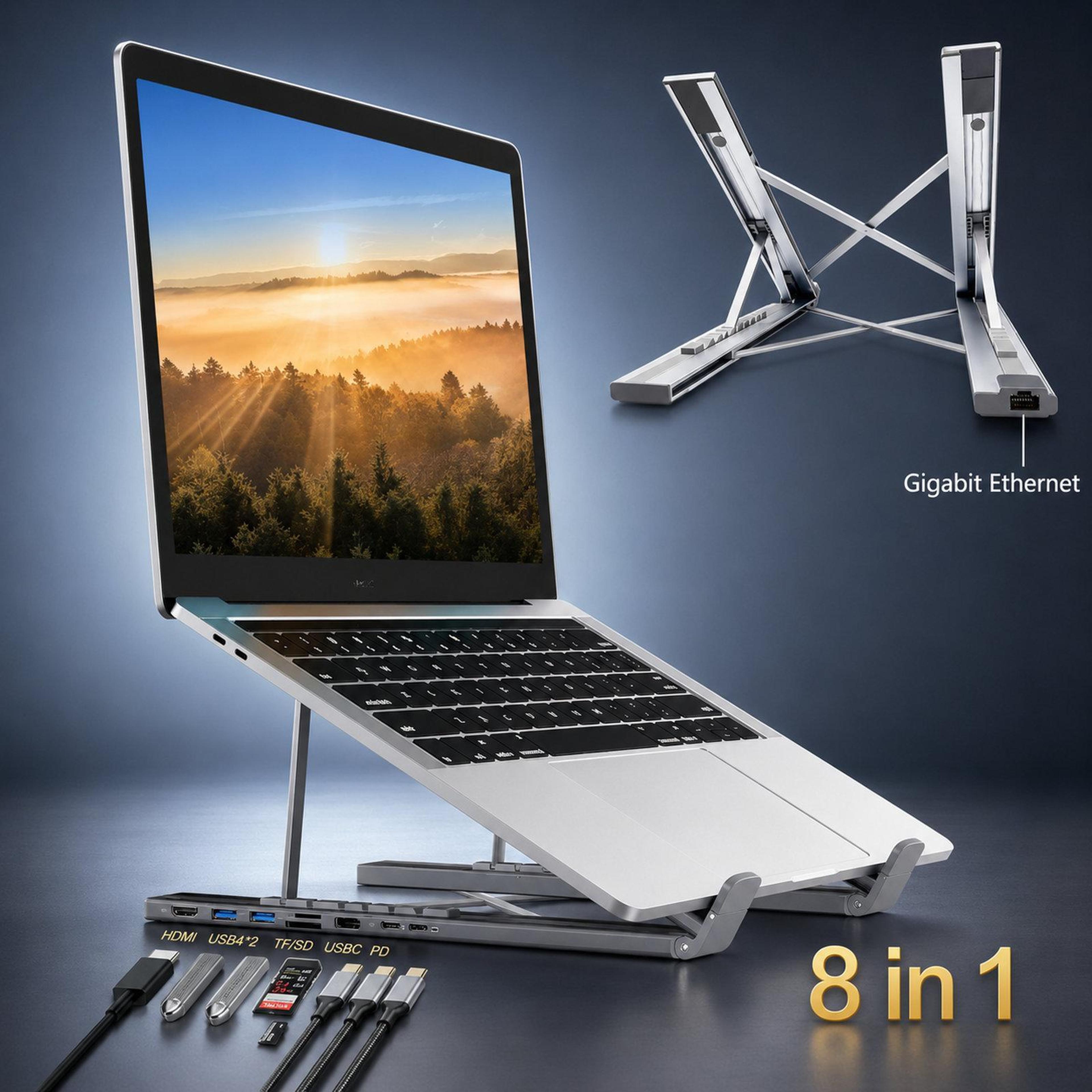 usb c docking station laptop stand with gigabit ethernet 4k hdmi