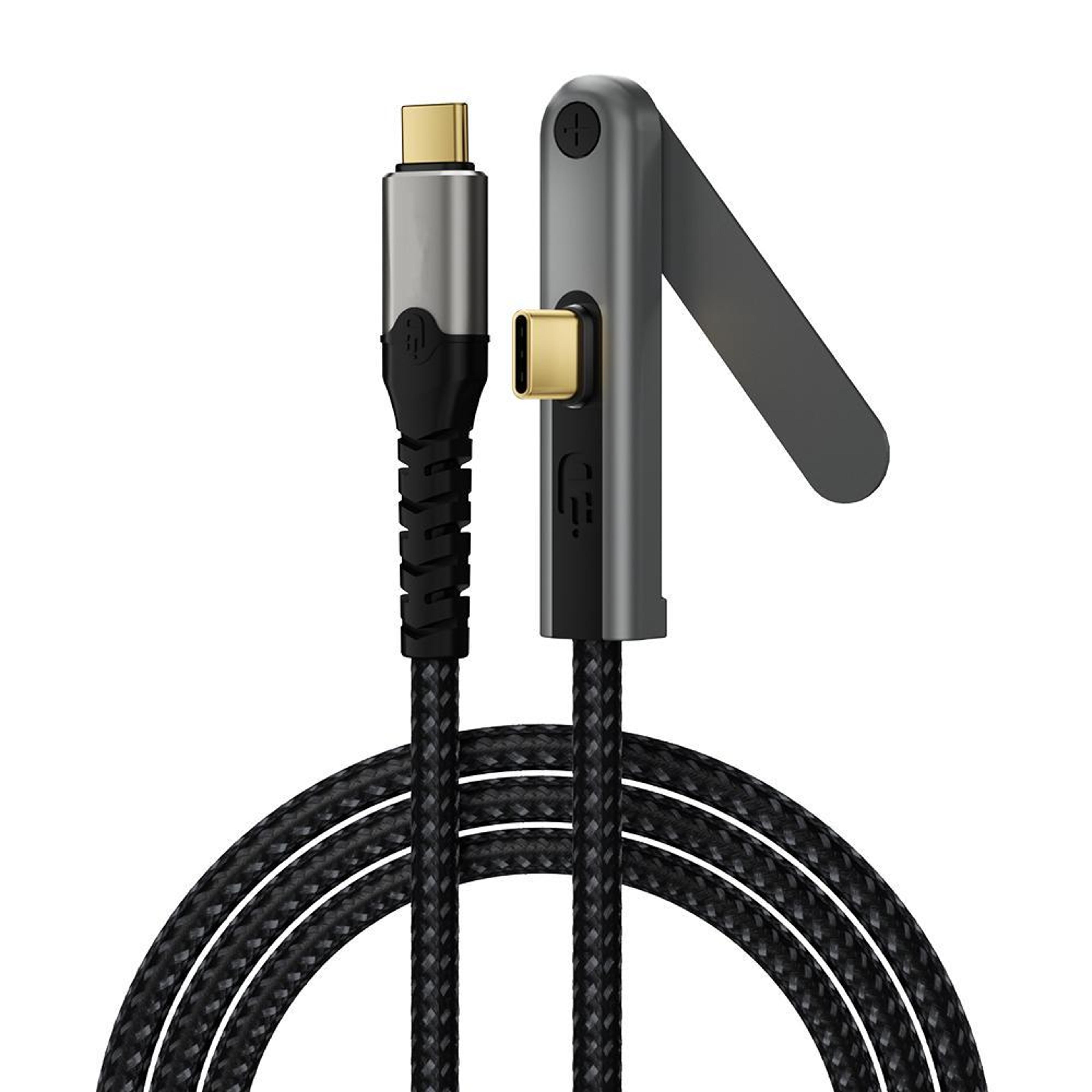 2m usb 100w charging 20gbps usb data cable with 360° phone stand 4k 60hz video cable