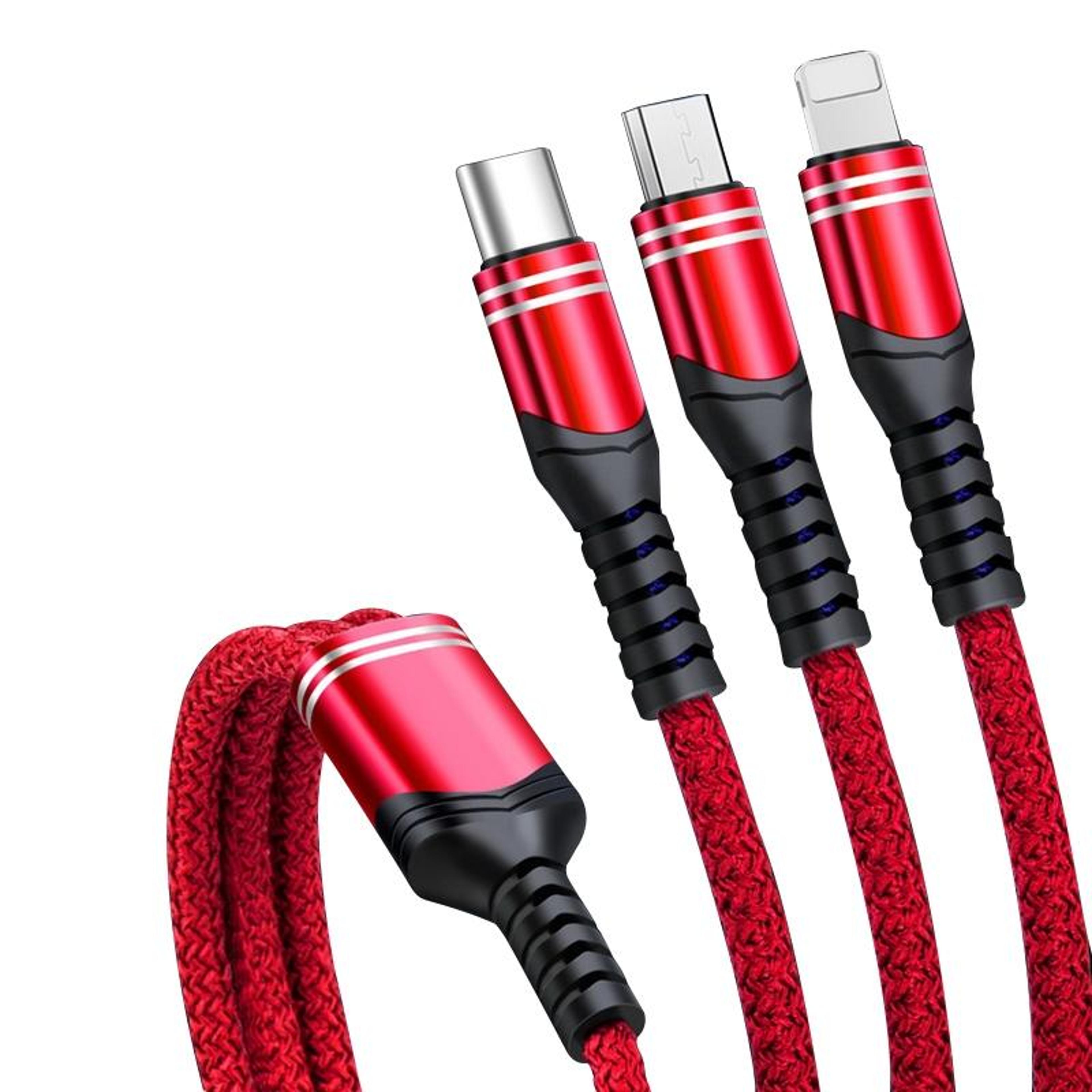 fast charging braided data cable 66w usb to lightning usb micro usb