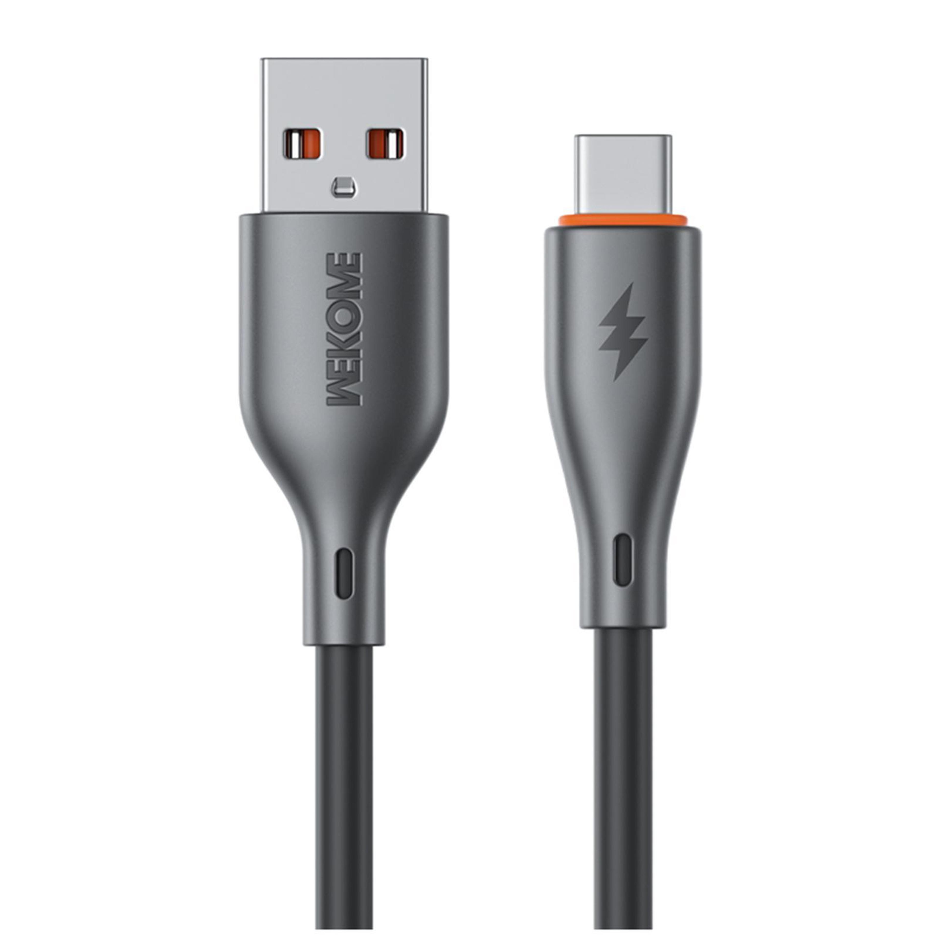 wk kinkong 66w fast charging usb-a to usb-c cable 1m durable pvc data sync cable