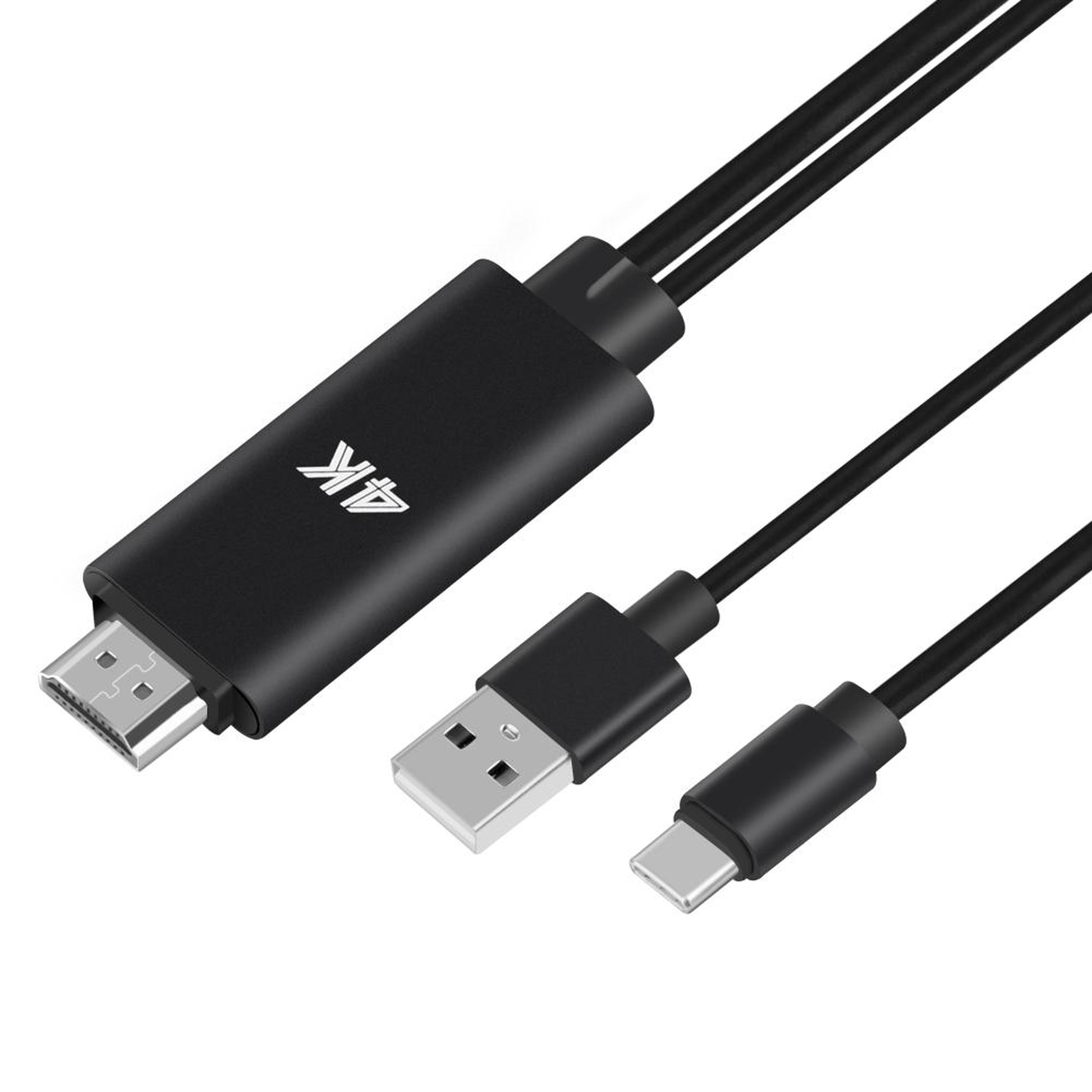 4k usb-c to hdmi display cable with usb power support, 1.8m aluminum alloy adapter cable
