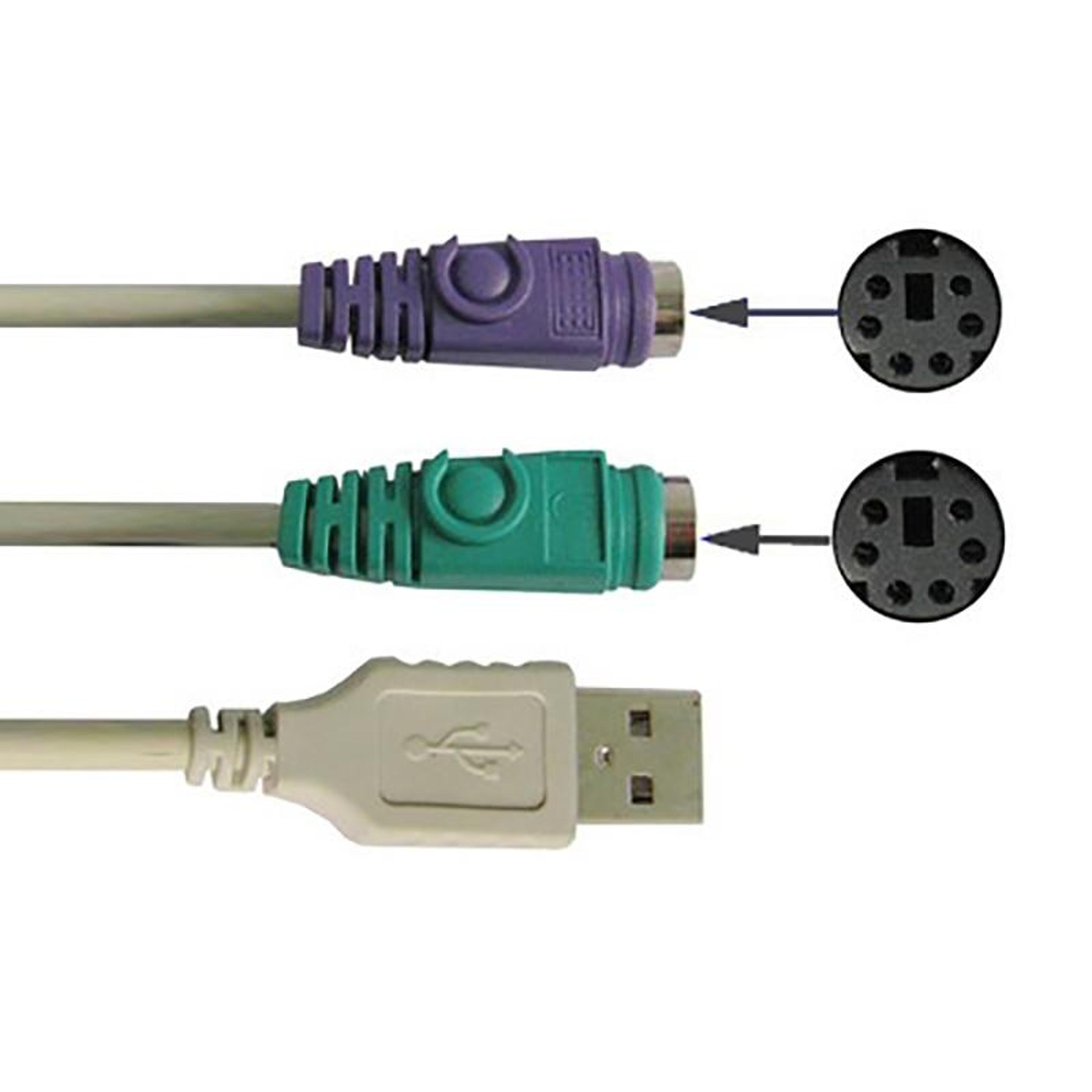 usb to ps/2 keyboard & mouse adapter cable dual port plug & play converter