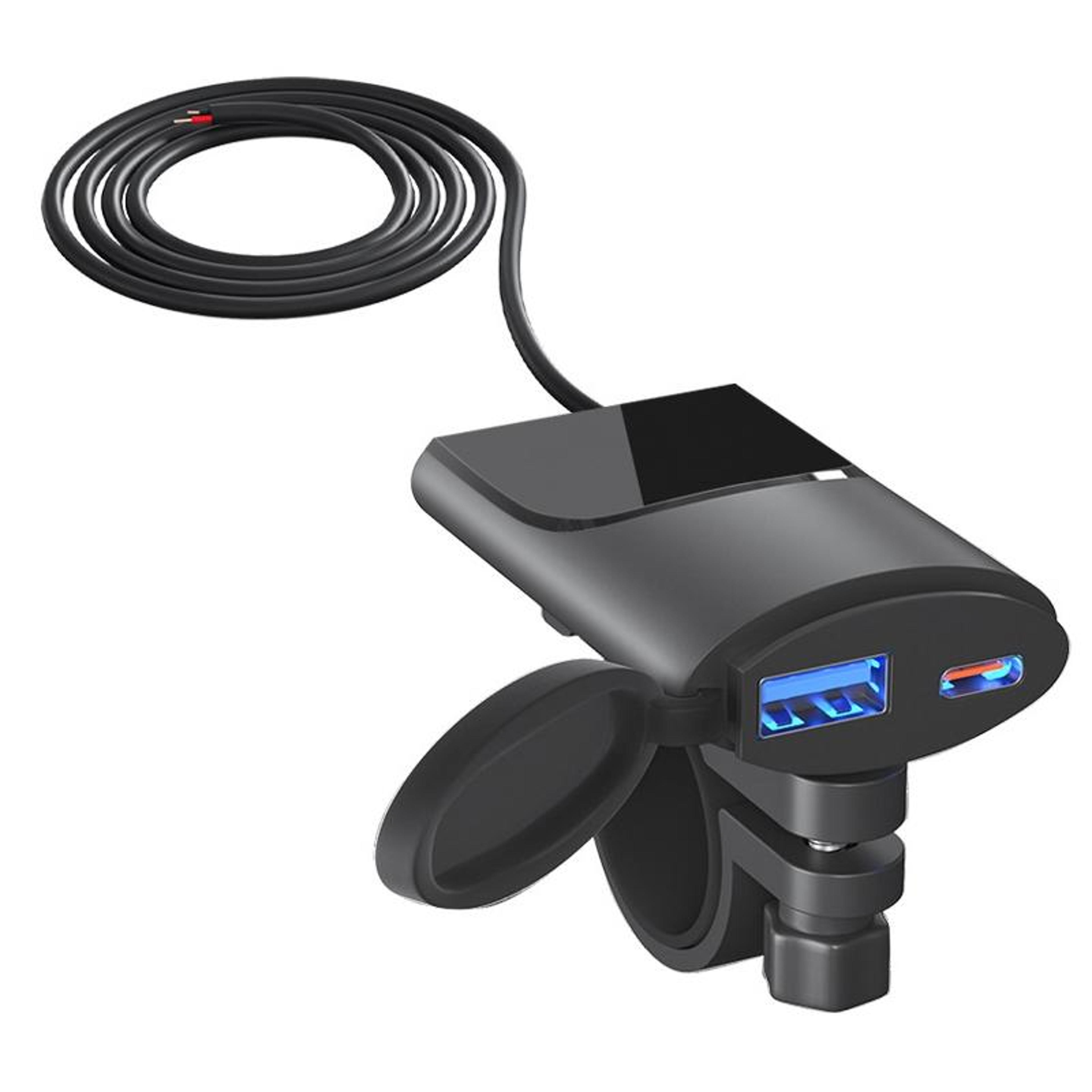 ridecharge pro waterproof dual usb motorcycle phone charger with qc3.0 fast charging