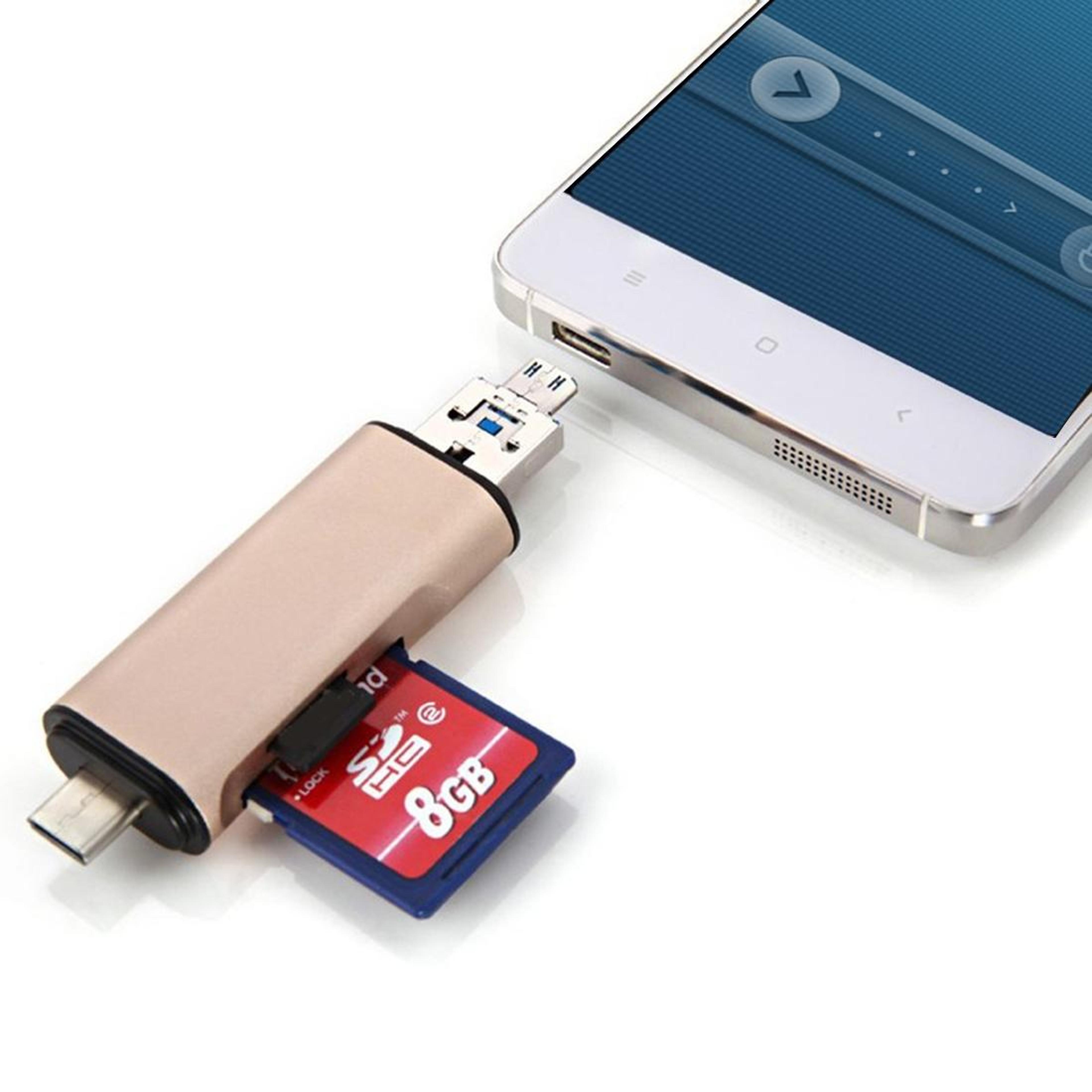 triconnect 3-in-1 otg sd & tf card reader for usb-c, micro usb & pc