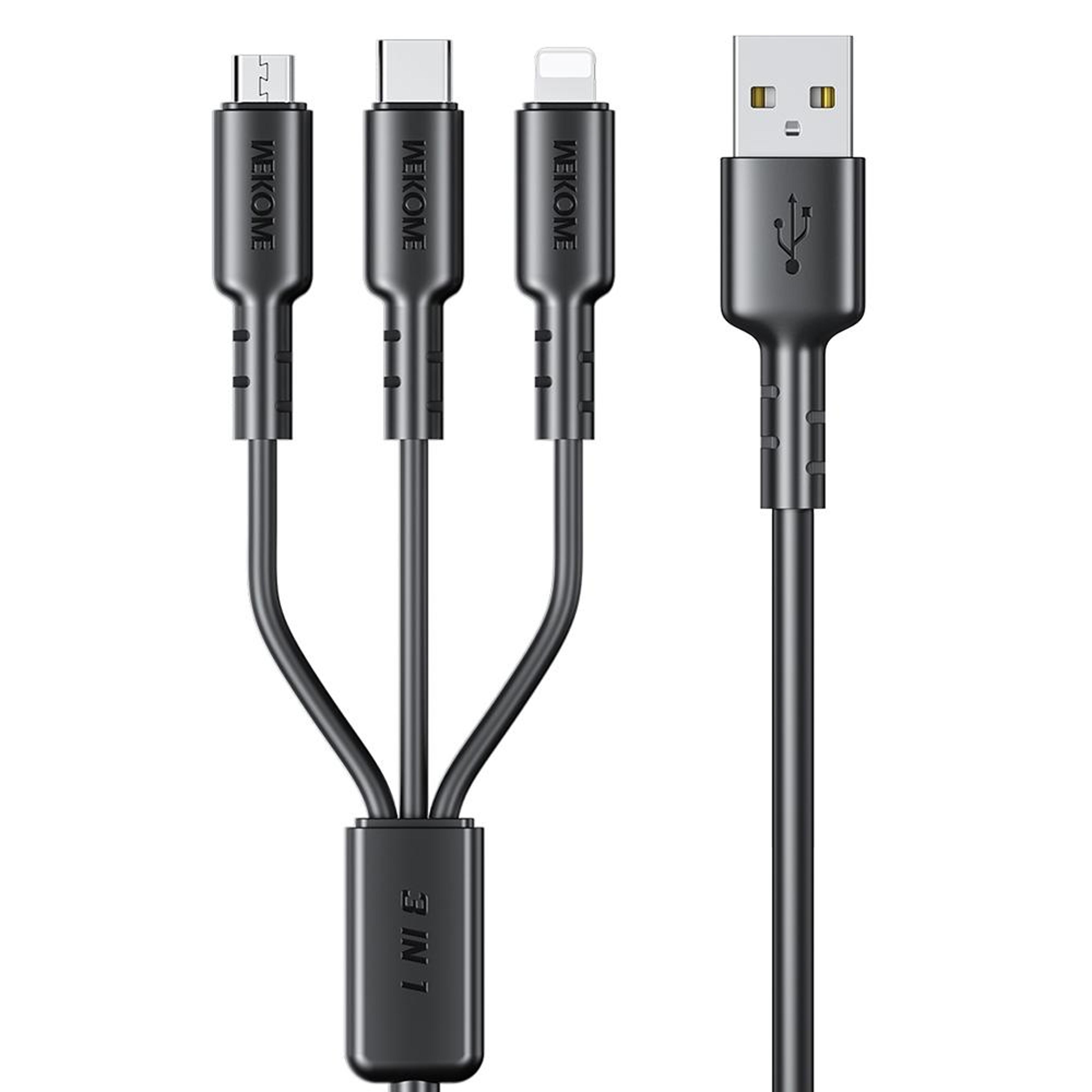 3-in-1 fast charging cable 1.2m usb multi charger for iphone usb-c & micro usb devices