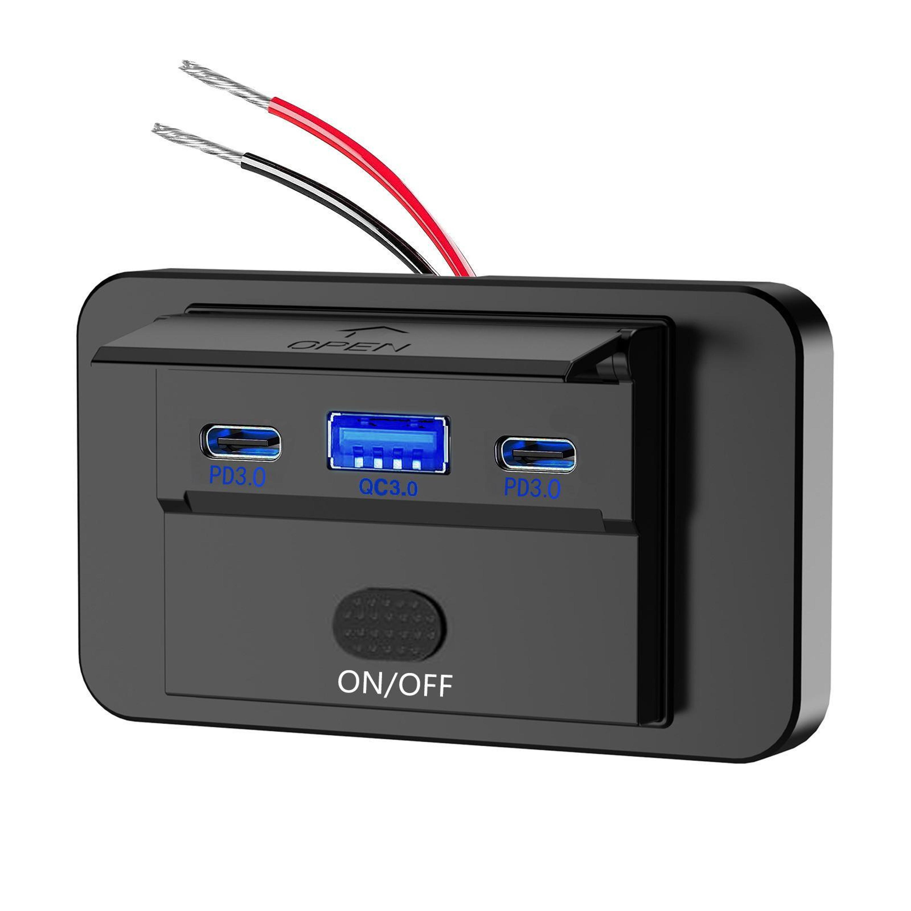 premium 90w pd3.0 & qc3.0 fast car usb charger retrofit with triple ports