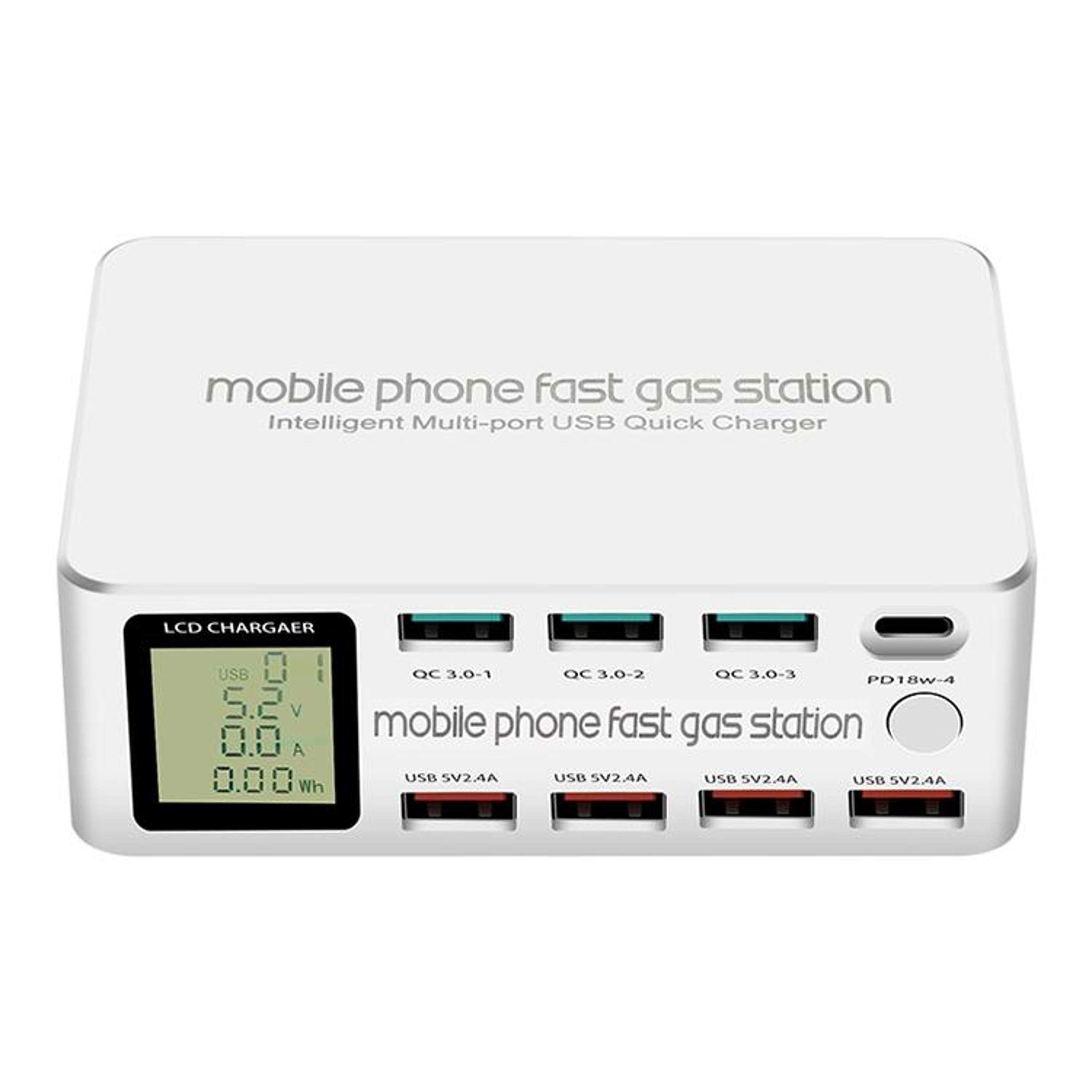 818d smart 8-port usb charging station with pd18w & qc3.0 fast charging dock