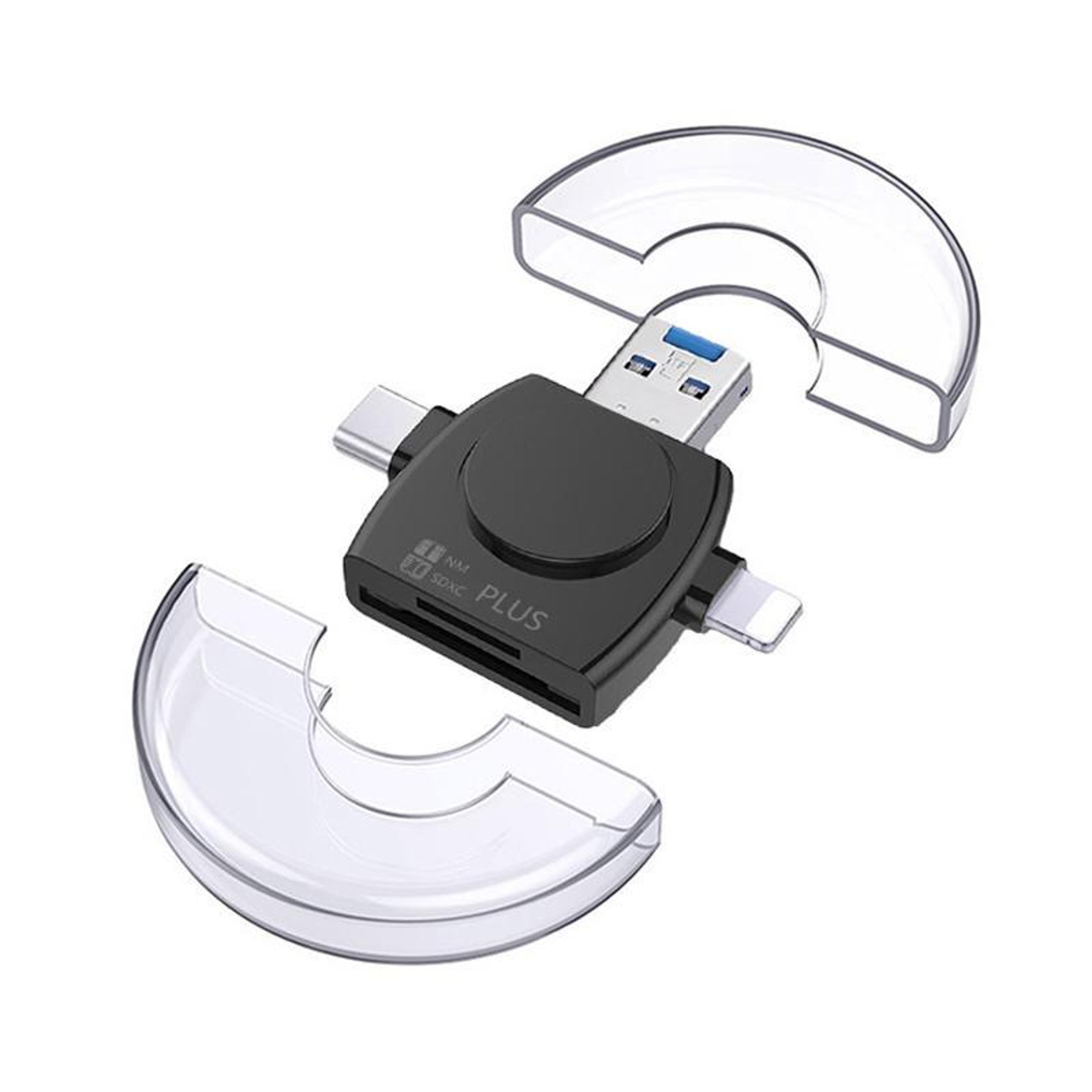 6-in-1 usb c card reader for iphone, usb 3.0, sd, tf & nm memory cards