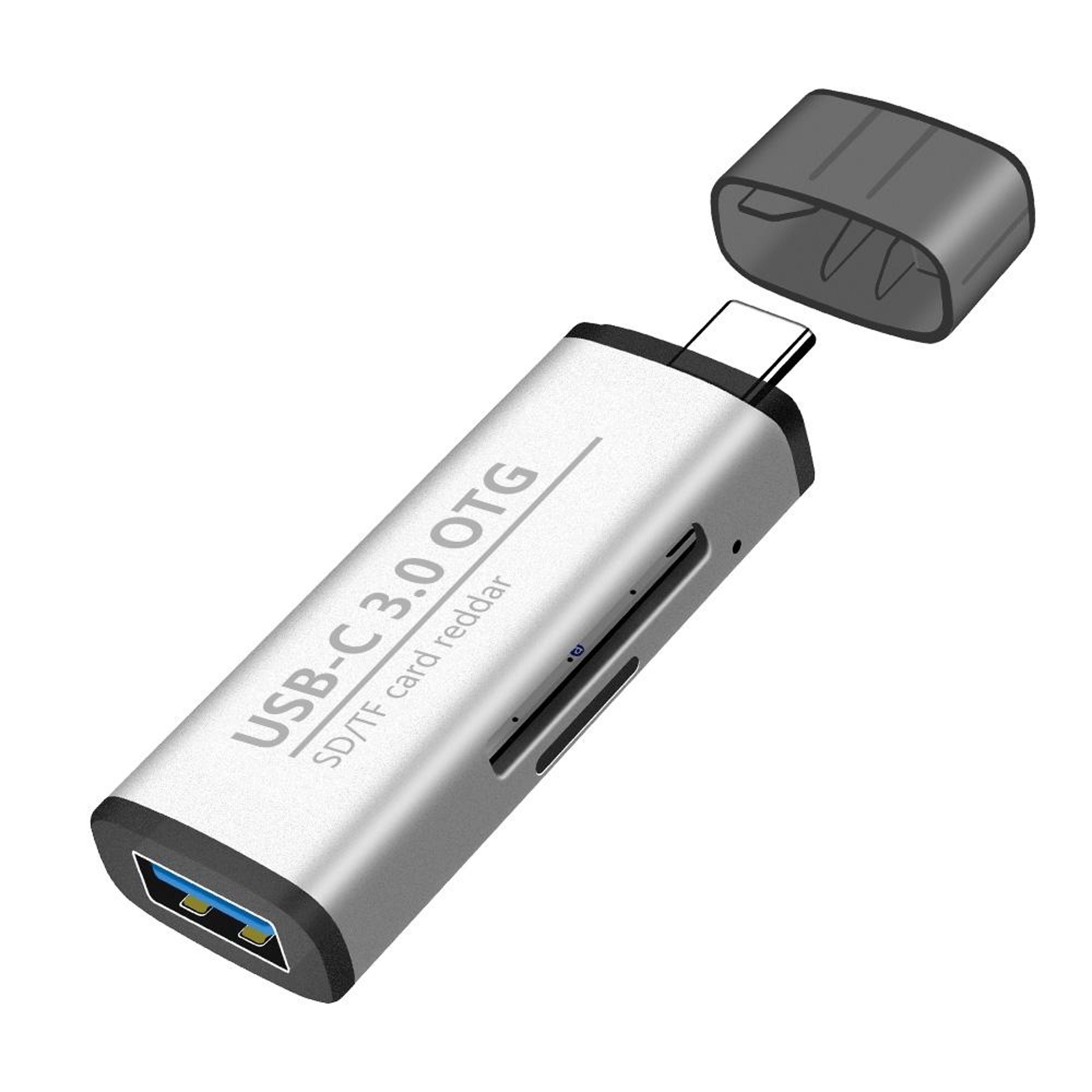 ads-103 3-in-1 usb-c otg adapter with usb 3.0 port, sd & micro sd card reader