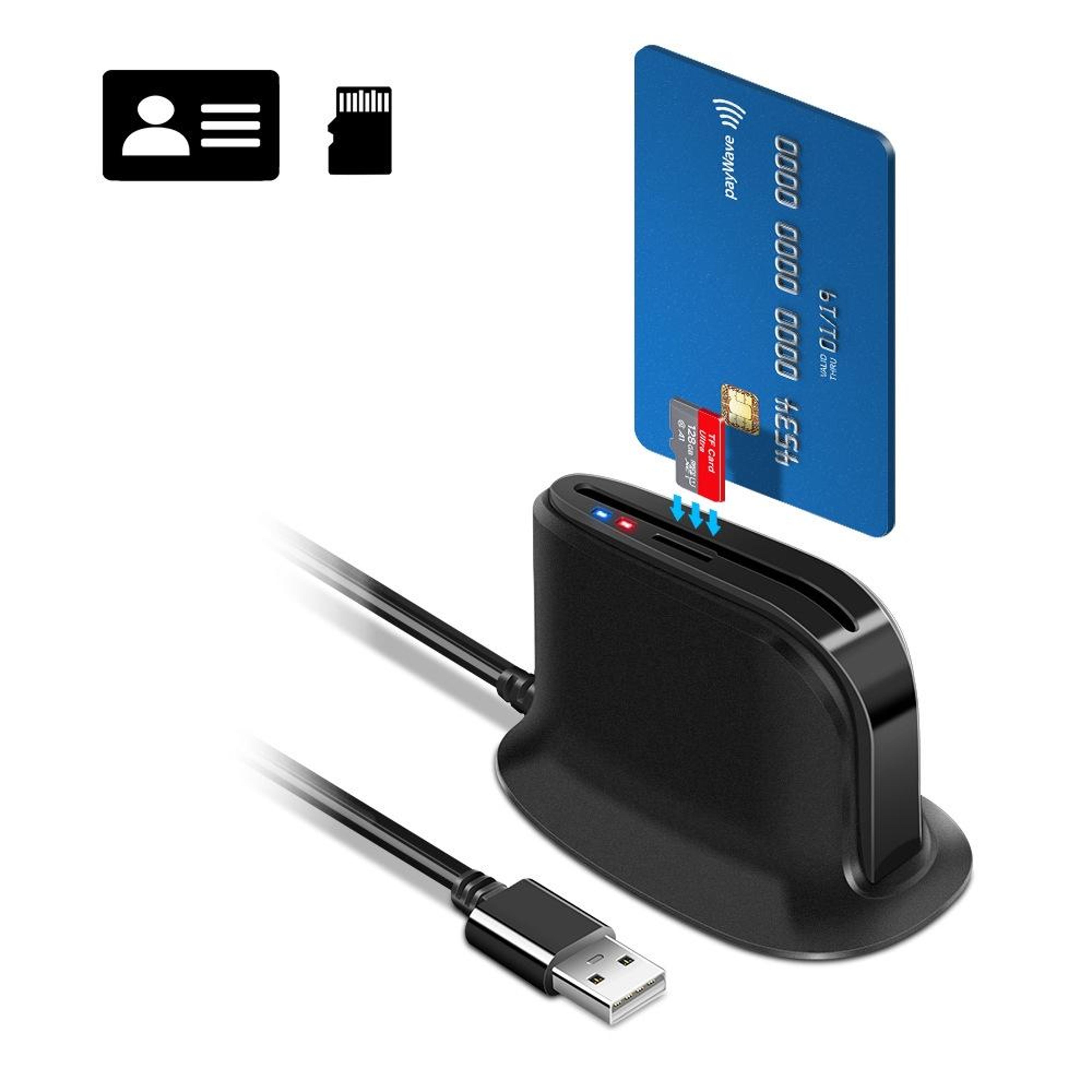 rocketek scr812 usb smart card reader with cac id & tf card support