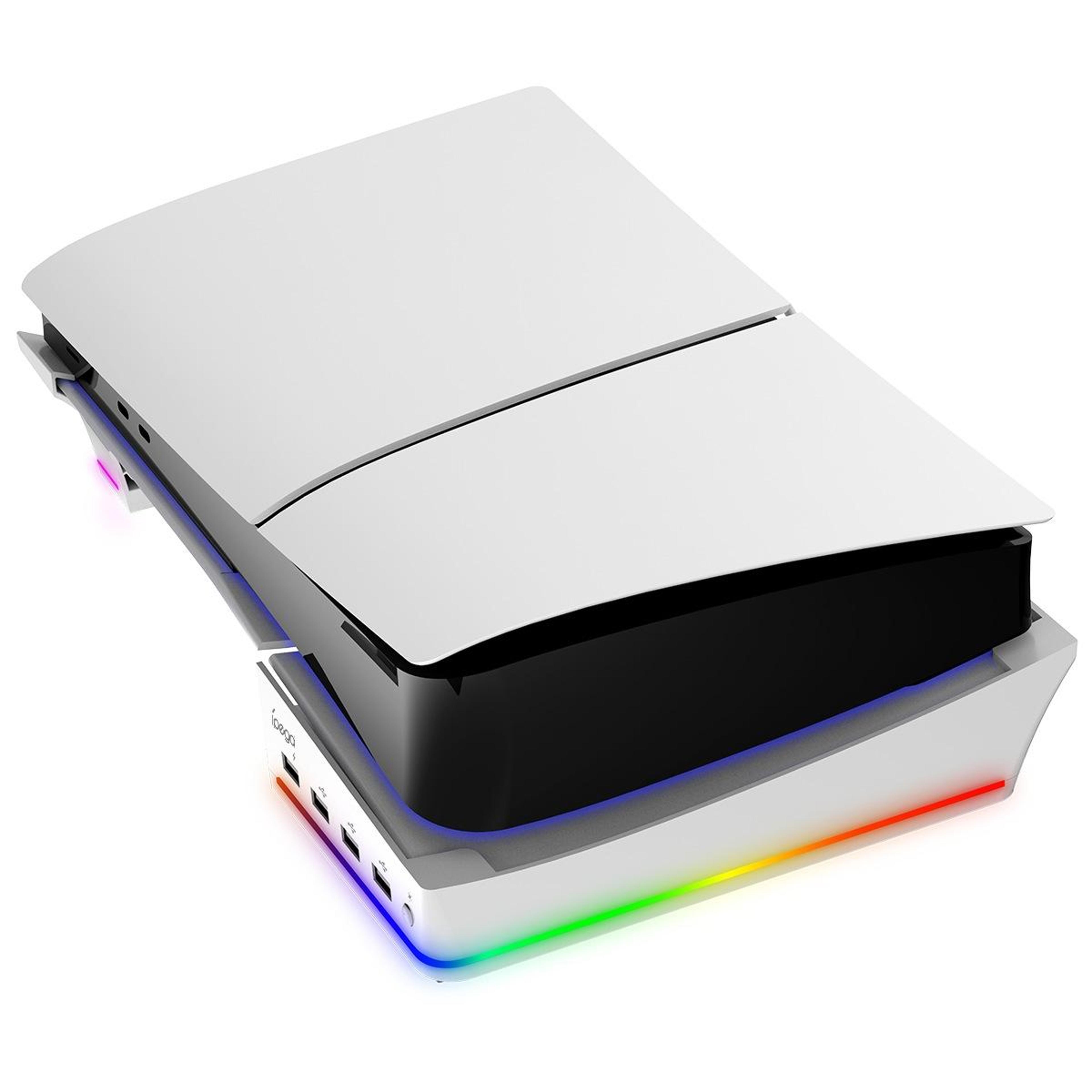 ipega rgb ps5 slim horizontal stand with 4 usb hub ports and cooling airflow base