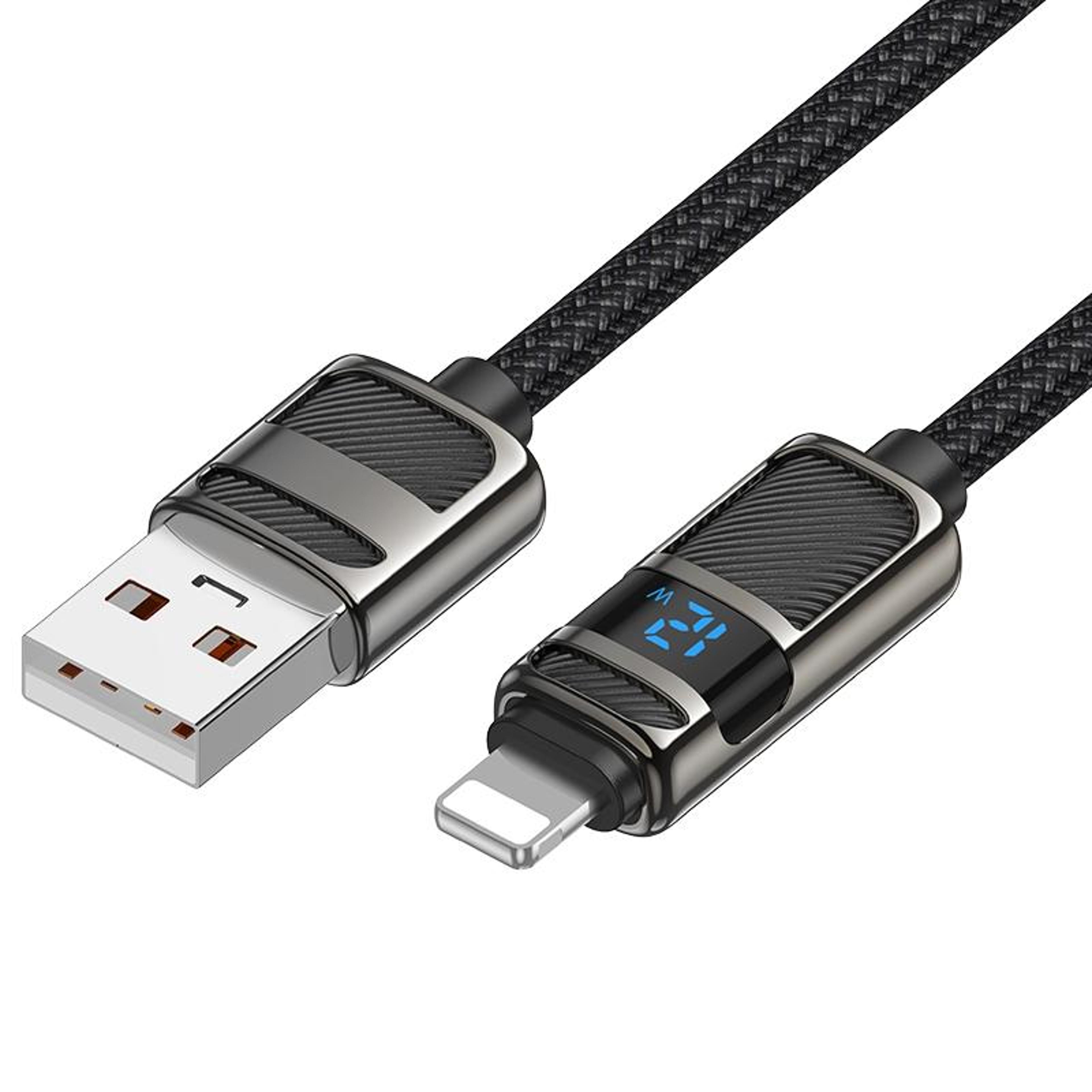 hoco u137 lightning charging cable with digital power display, 2.4a fast charge & data sync, 1.2m