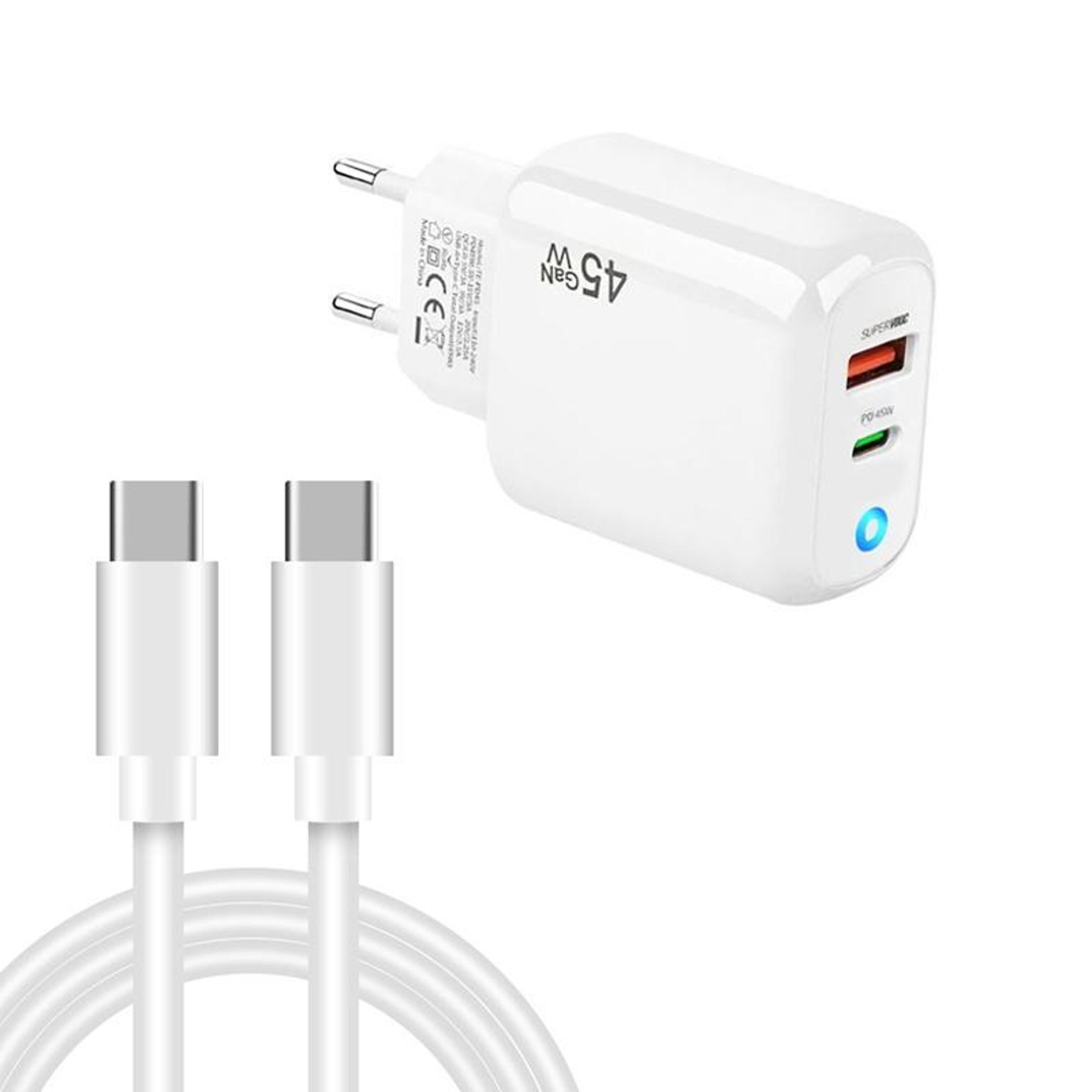 powercharge 45w gan charger with usb-c & usb-a fast charging cable set