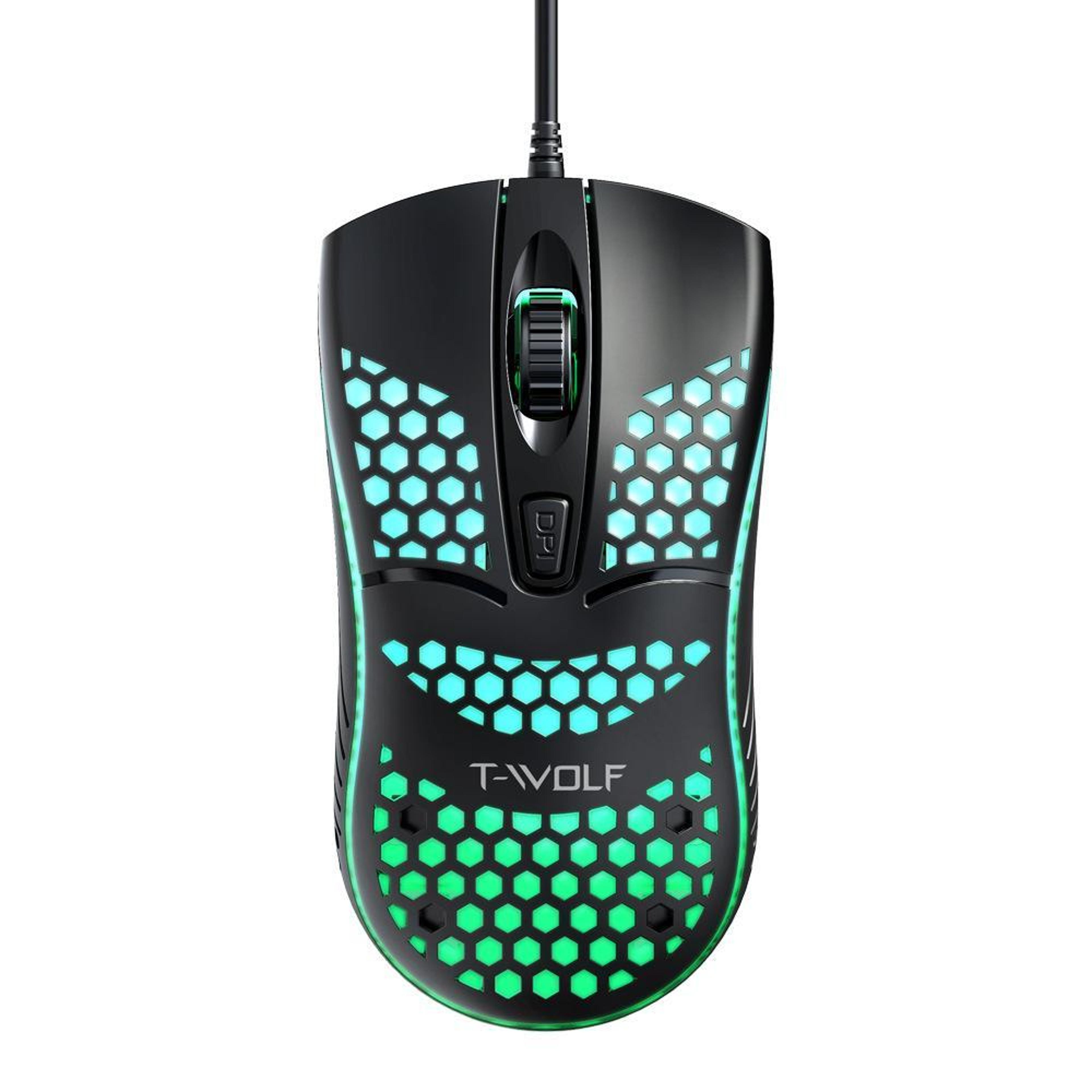 t-wolf v15 lightweight honeycomb rgb gaming mouse with adjustable dpi