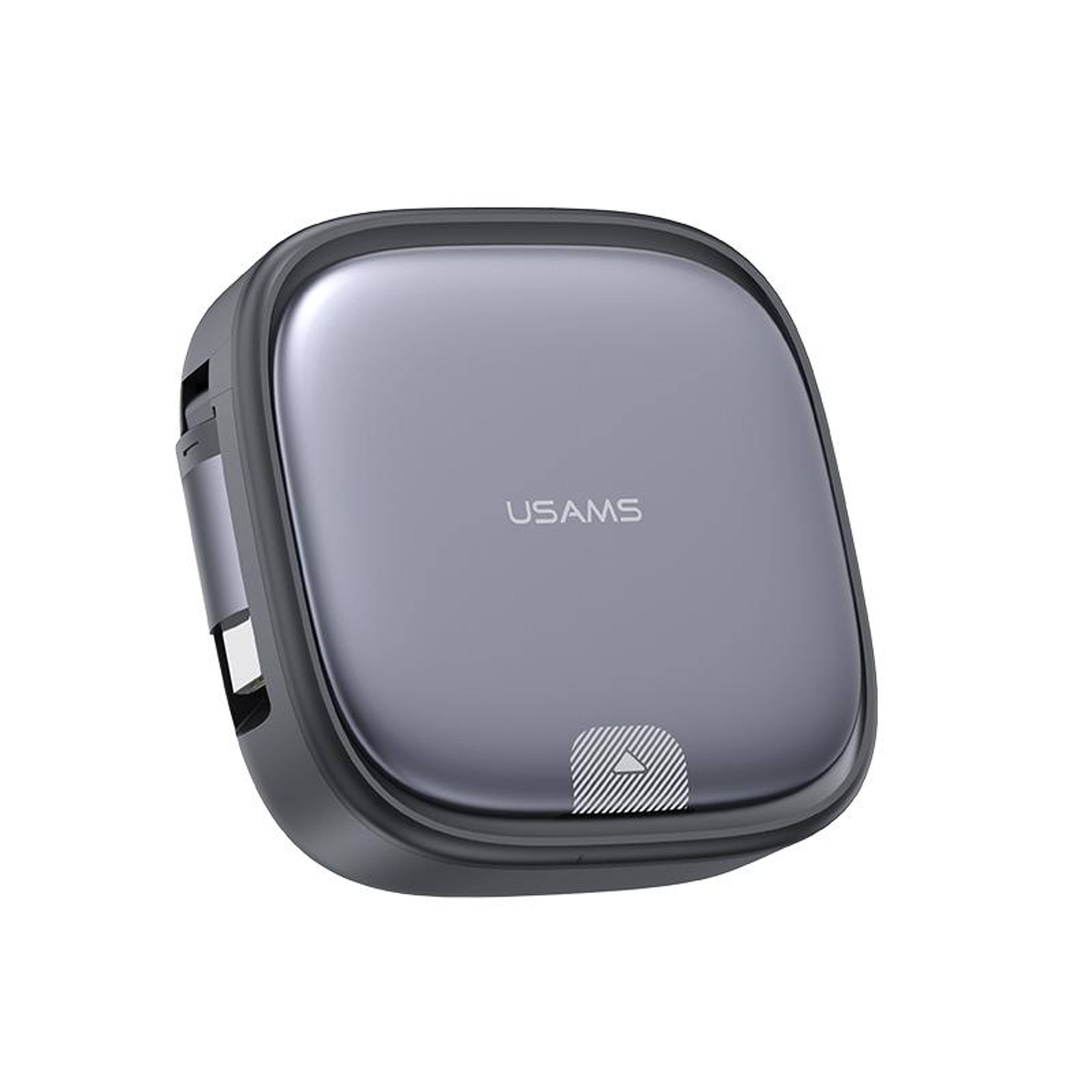 usams u87 6-in-1 retractable 60w fast charging cable storage box with phone stand