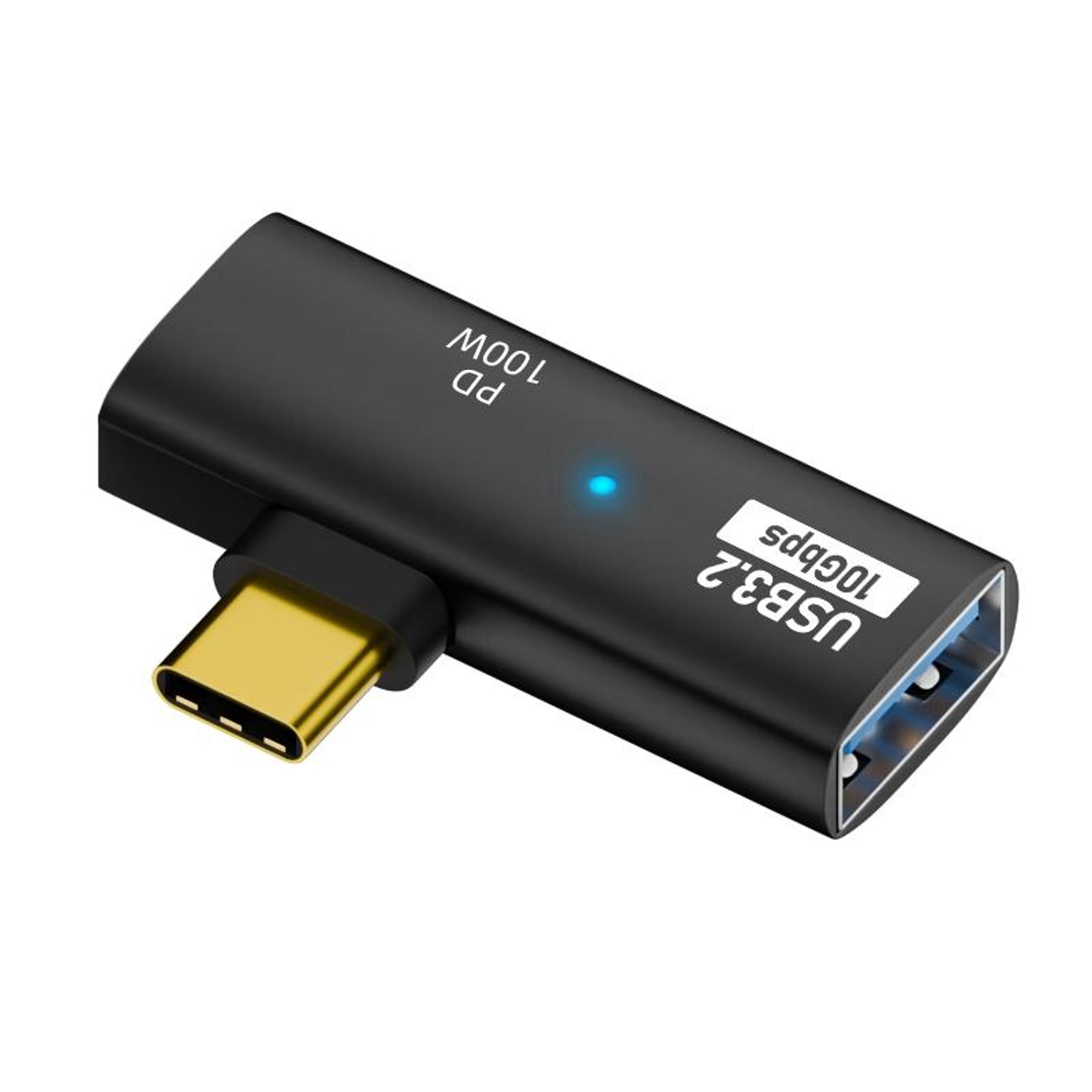 2-in-1 10gbps pd100w usb-c side-bend hub adapter for fast charging & data transfer
