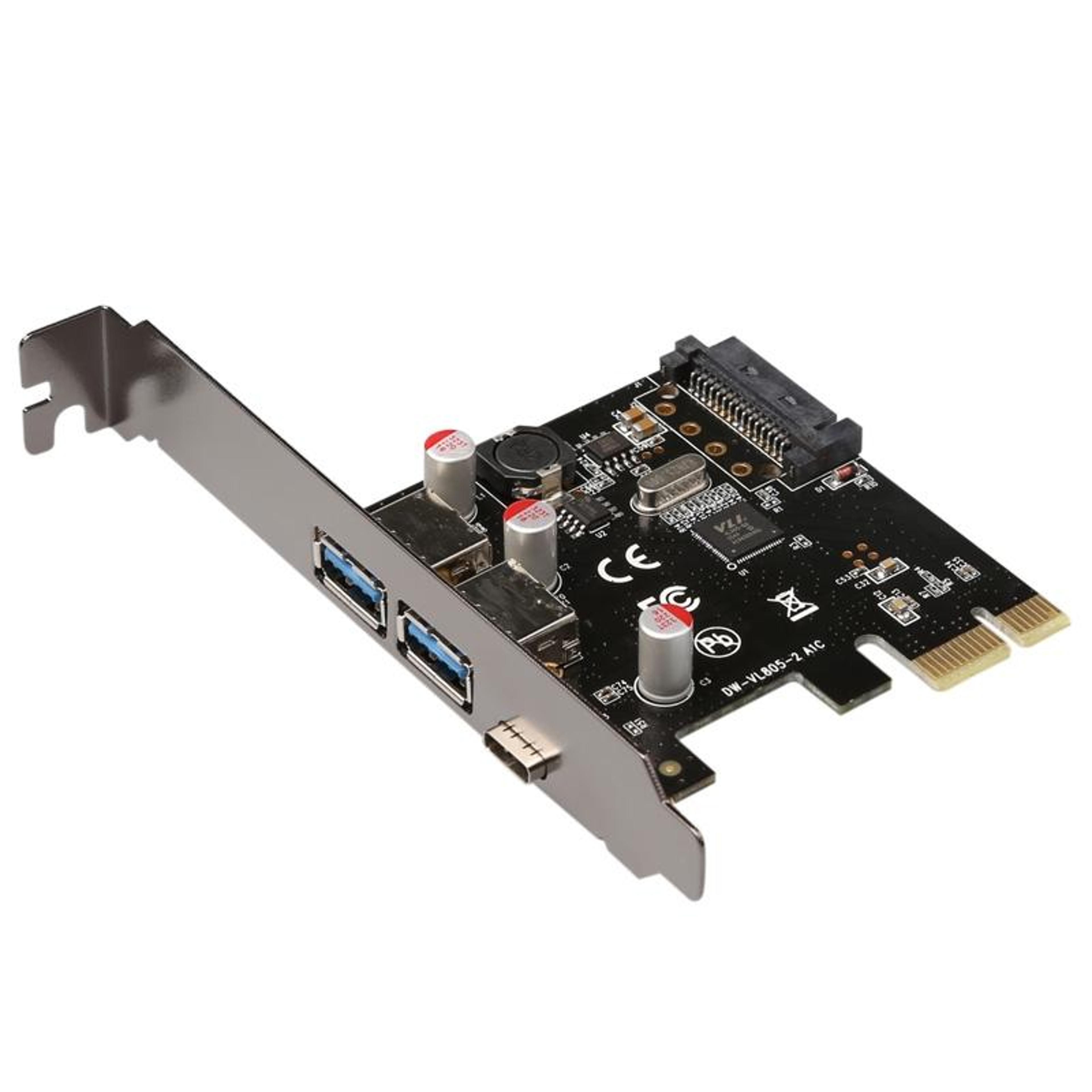 usb 3.1 type-c pcie expansion card with usb-a 3.0 & sata powered desktop upgrade adapter