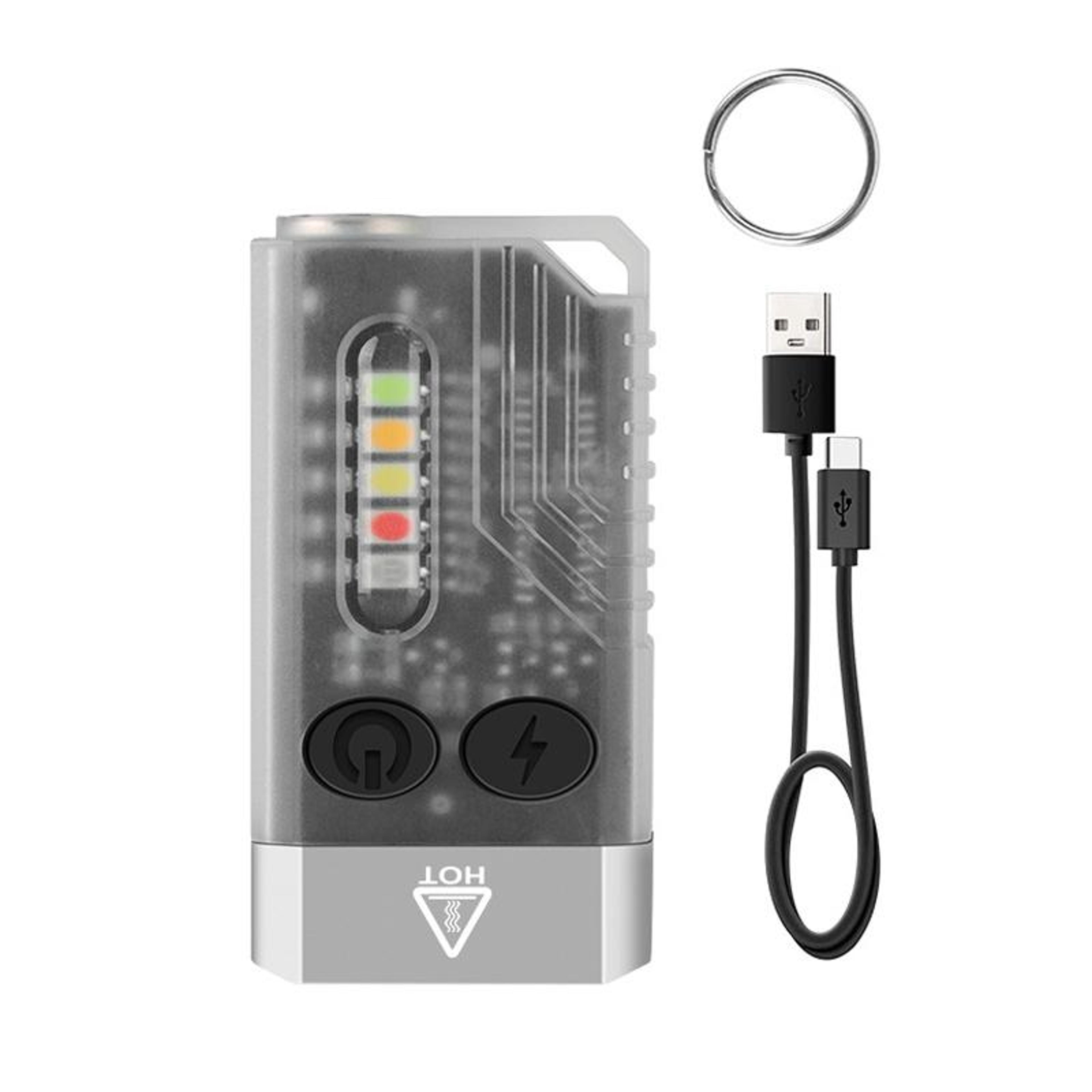 v10 1000lm rechargeable keychain flashlight with magnetic base & emergency alarm