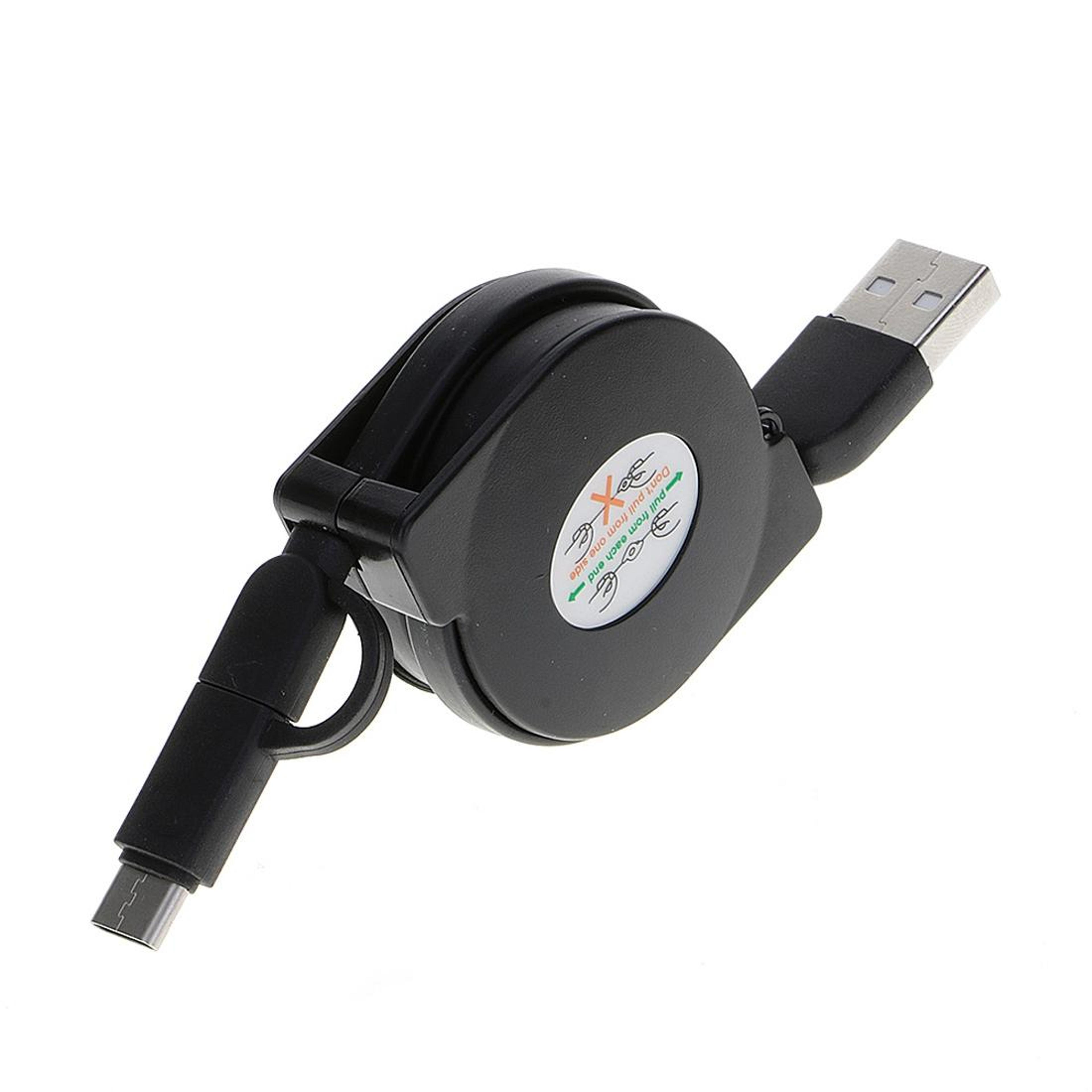 1m retractable 2-in-1 micro usb to type-c fast charging & data sync cable