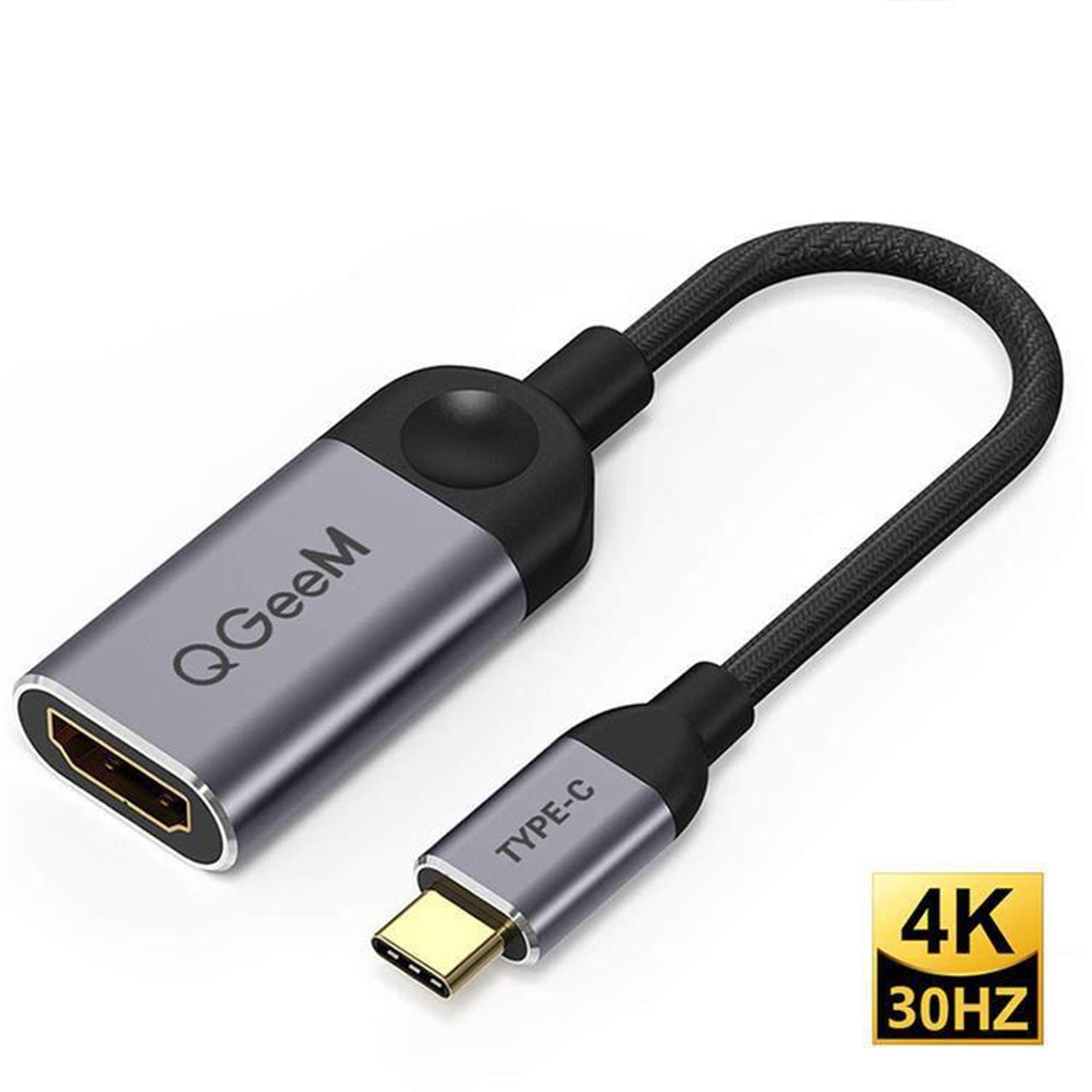 qgeem usb-c to hdmi adapter 4k type-c hdmi converter silver gray